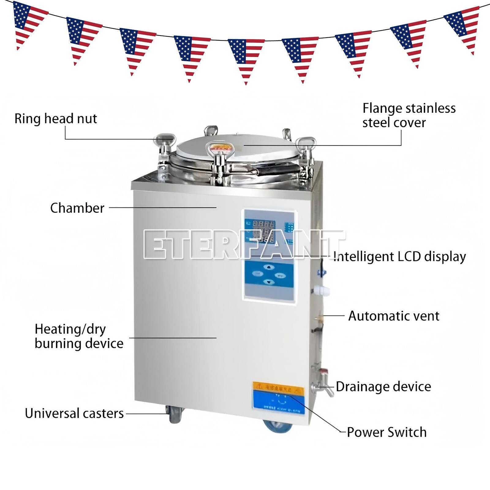 35 Liter High Pressure Sterilizer Vertical Autoclave LED Display 105-134°C US