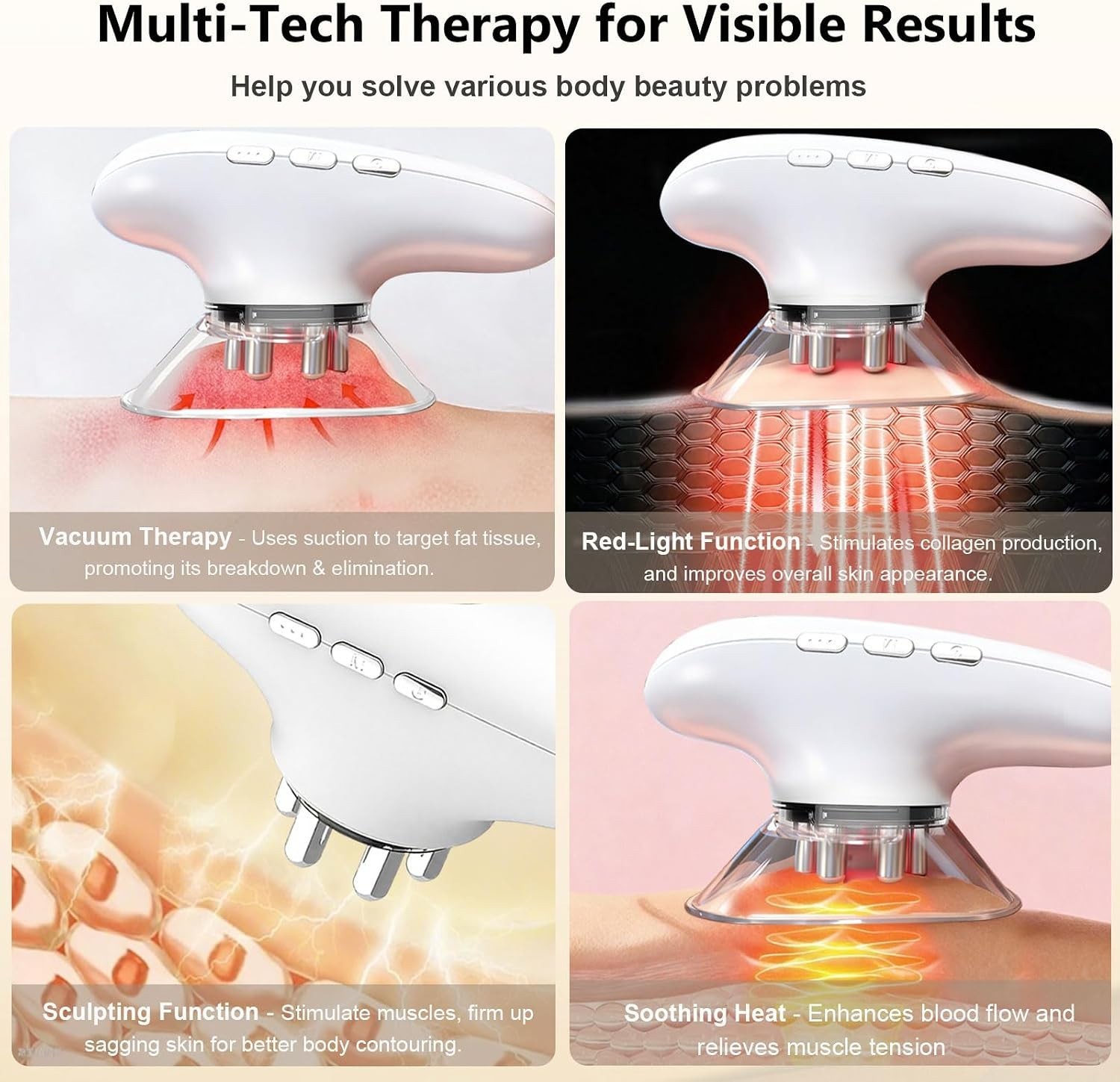 4-in-1 Body Sculpting Machine: Cellulite Remover & Cupping Therapy Tool Beige