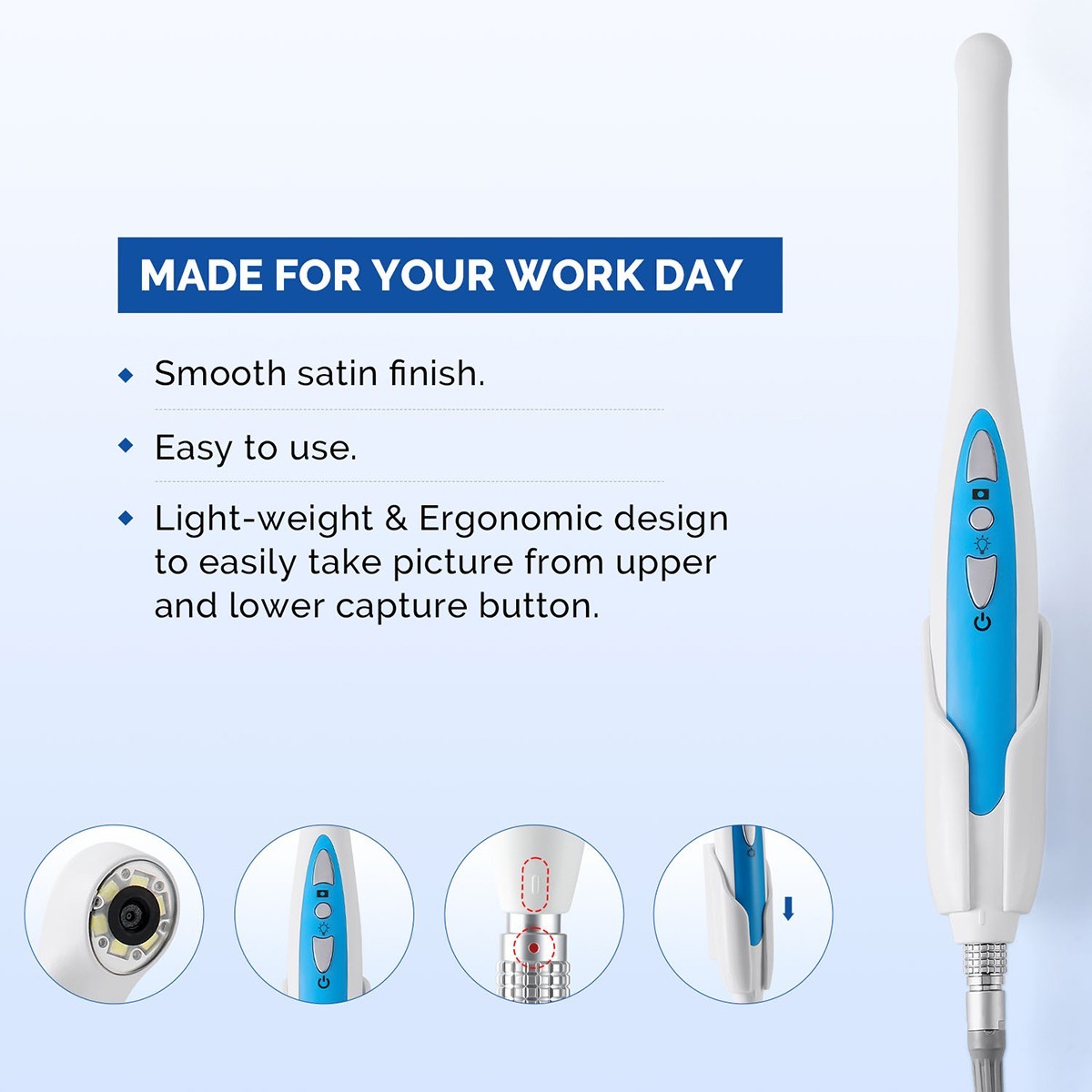 Dental Intraoral Camera 720p HD Endoscope Adjustable 6 LED Light USB Cable