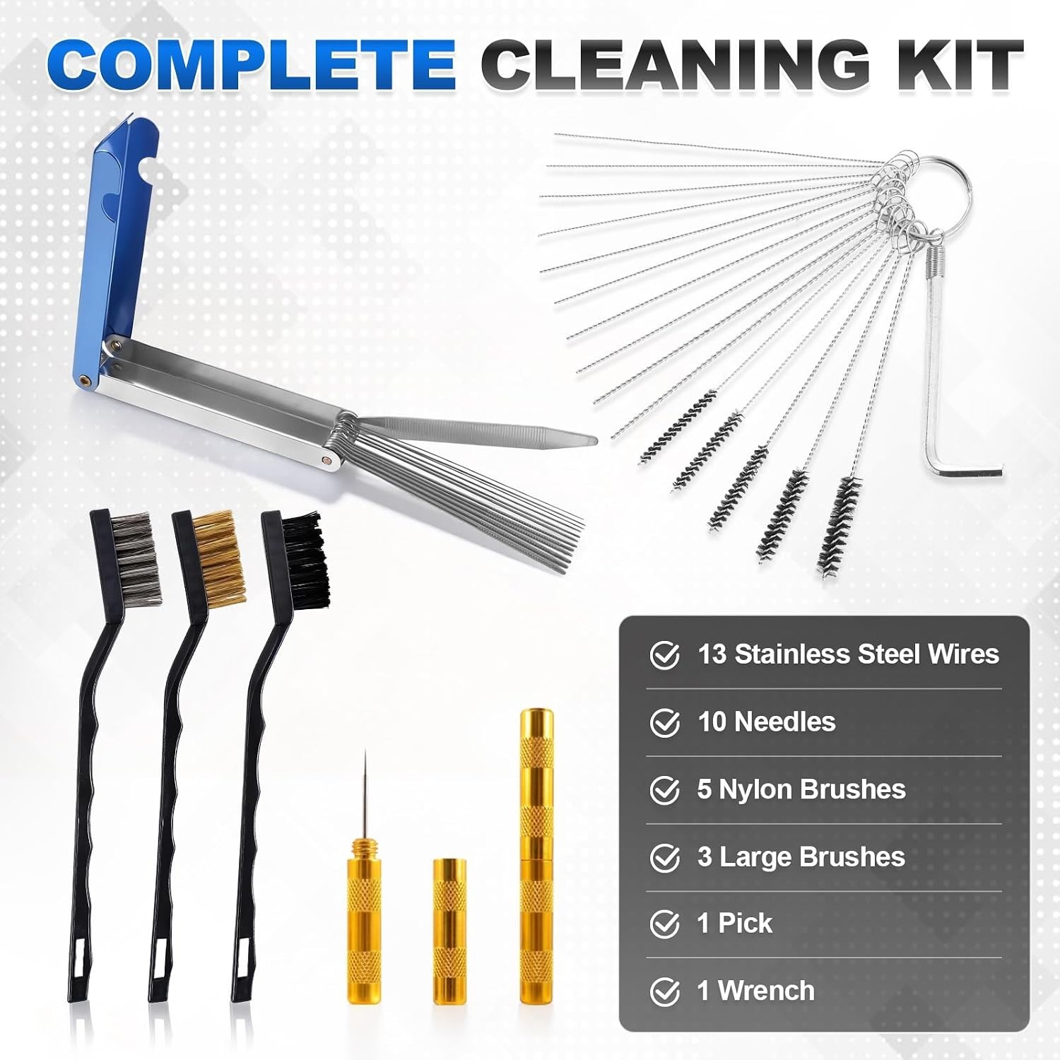 Premium Carburetor Cleaning Kit, Stainless Steel Torch Tip Cleaner with 13 Wi…