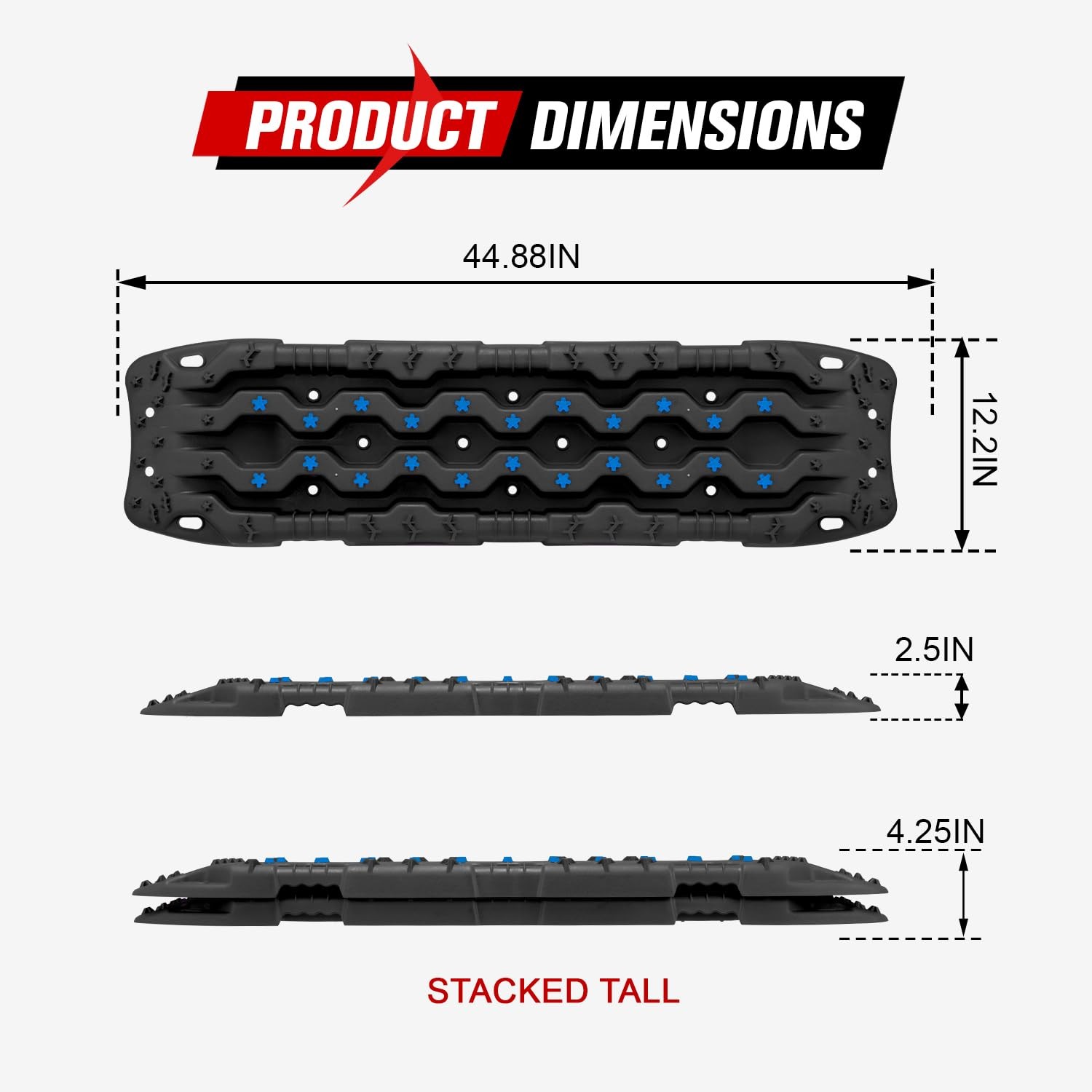 Fieryred Large Off Road Traction Boards Pair 44.88 L X 12 W Recovery Track Tire