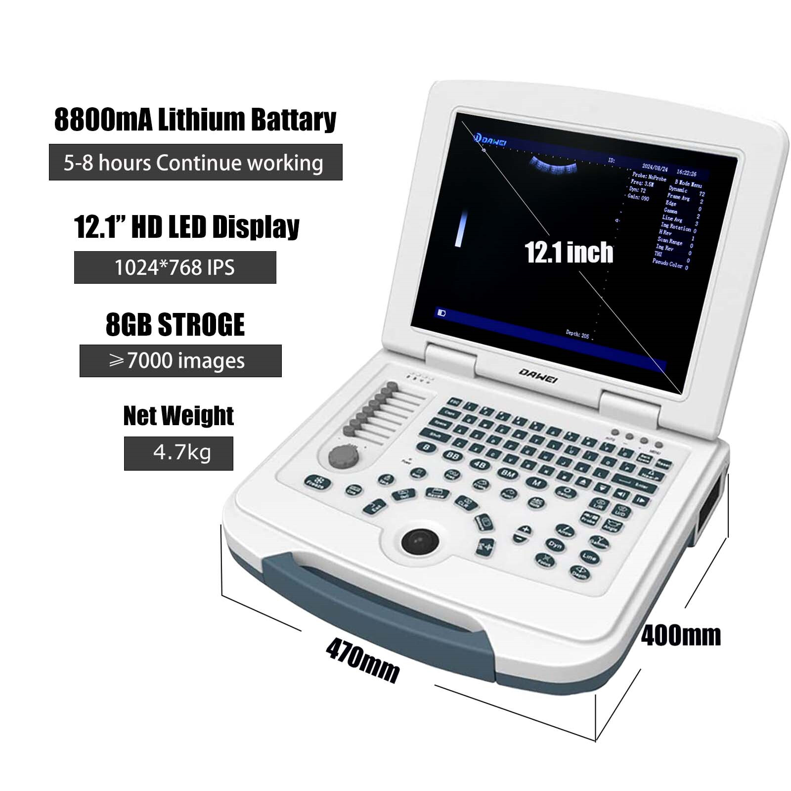 DAWEI Laptop Vet Ultrasound Machine Scanner Convex For Horse,Cow,Large Animals