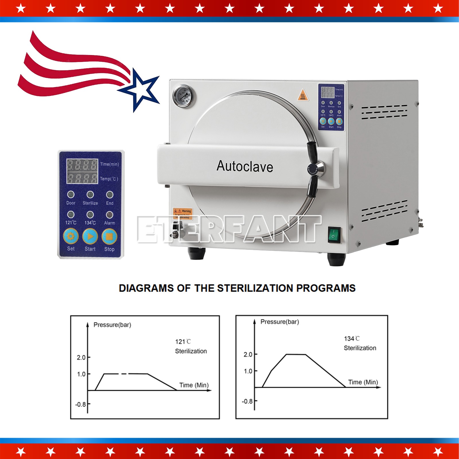 ETERFANT 18L ClassN Dental Medical Autoclave High Temperature Steam Sterilizer
