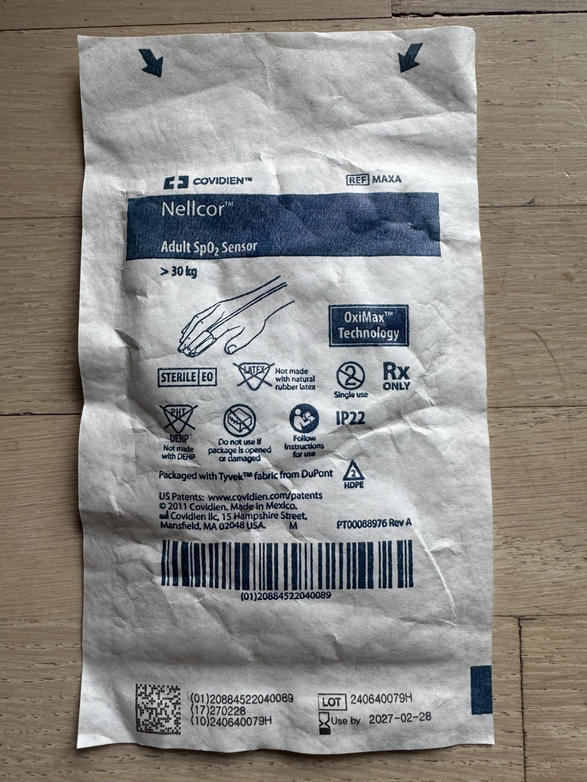 Genuine Nellcor MAX-A Adult Disposable SpO2 Sensor NEW Sealed Exp 02/2027