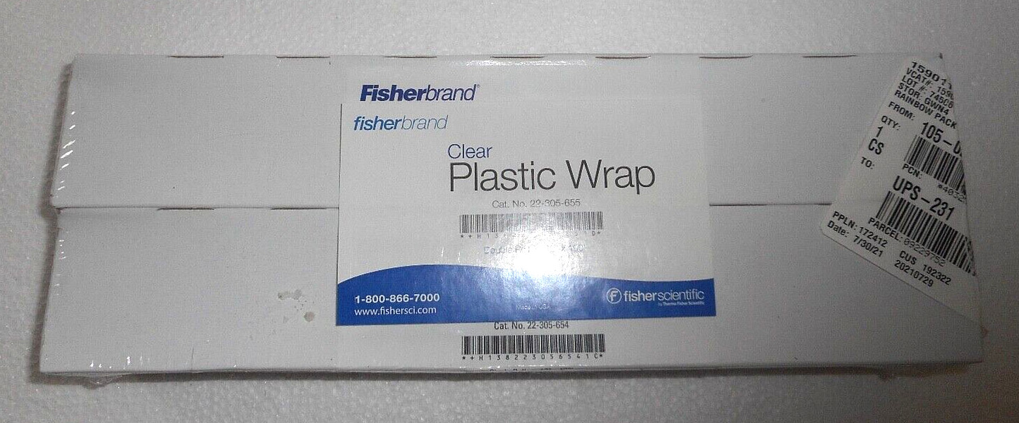 ThermoFisher 22-305-655 Clear Polyethylene Plastic Wrap 12″W 100’L 2 Pack New