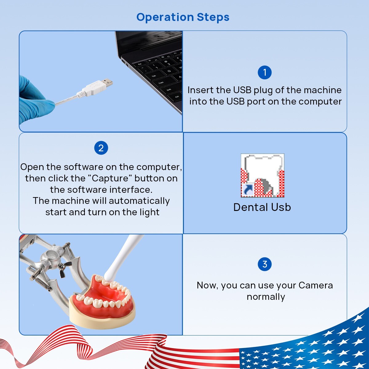 Dental Intraoral Camera USB 6LED Imaging Automatic Focus Oral Endoscope 1/4 CMOS