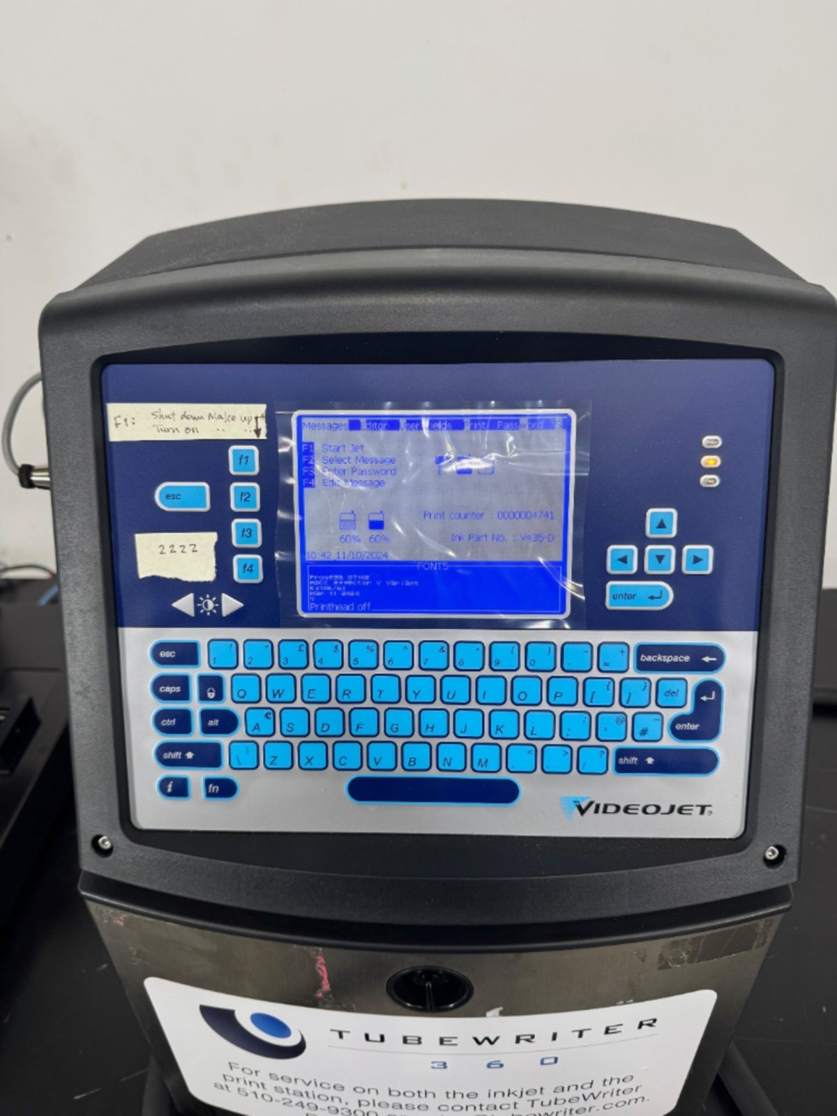 VideoJet 1520 only 4740 prints Inkjet printer w TubeWriter 360 System