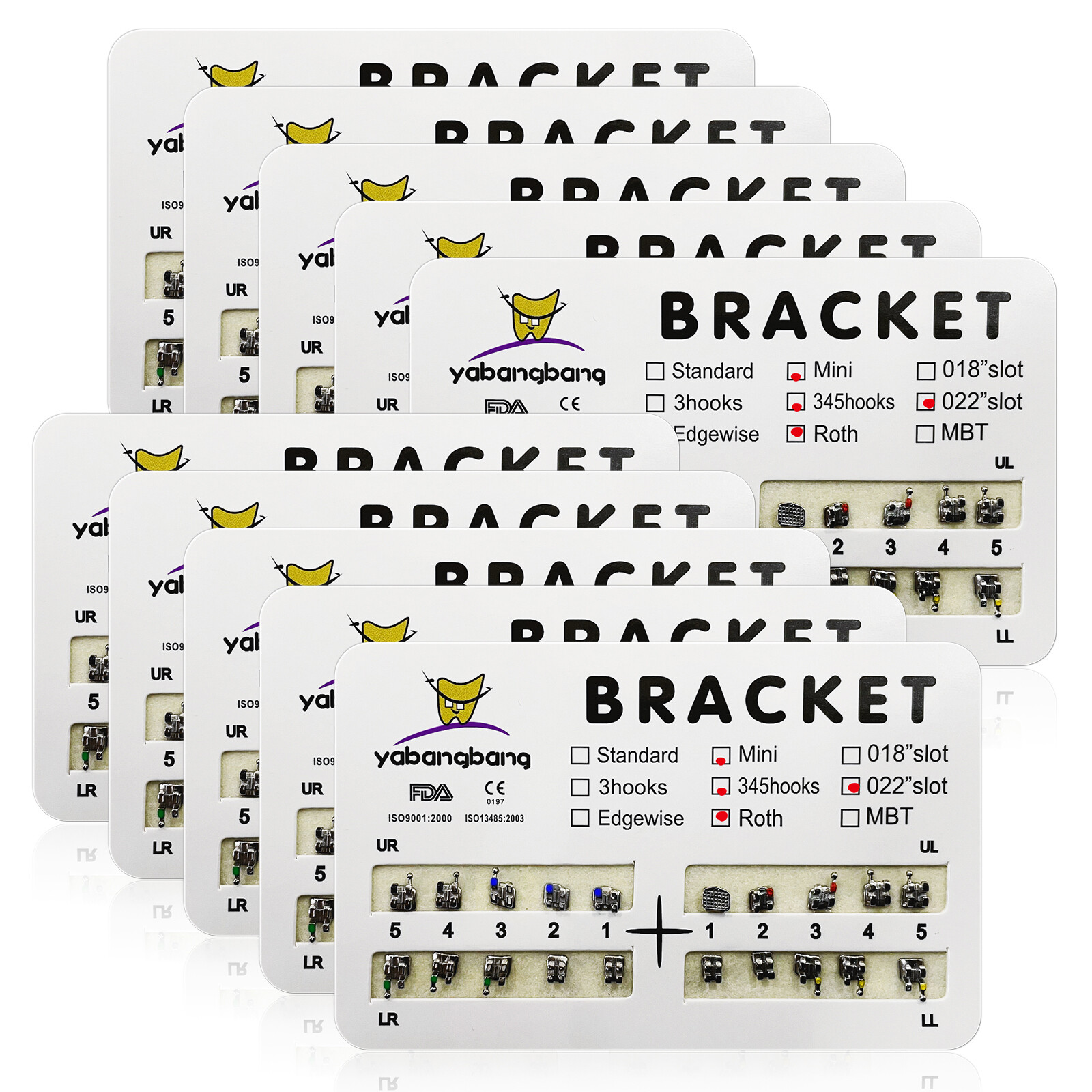 10Packs Dental Orthodontic Metal Brackets Braces Mini Roth.022 Hooks 345