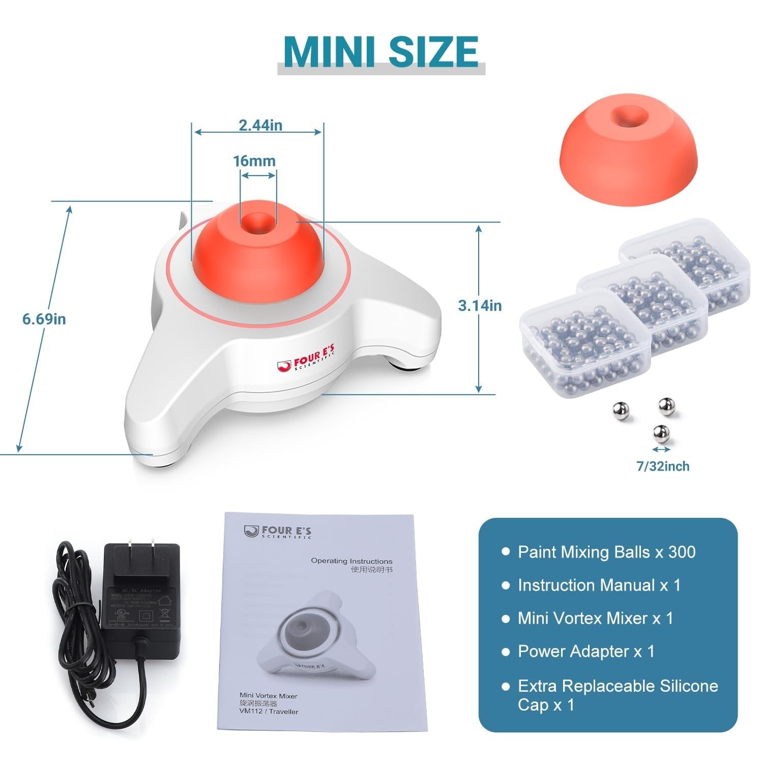 Mini Vortex Mixer Vortex Shaker Lab Mixer 5600rpm for Paint Ink w/ Mixing Ball