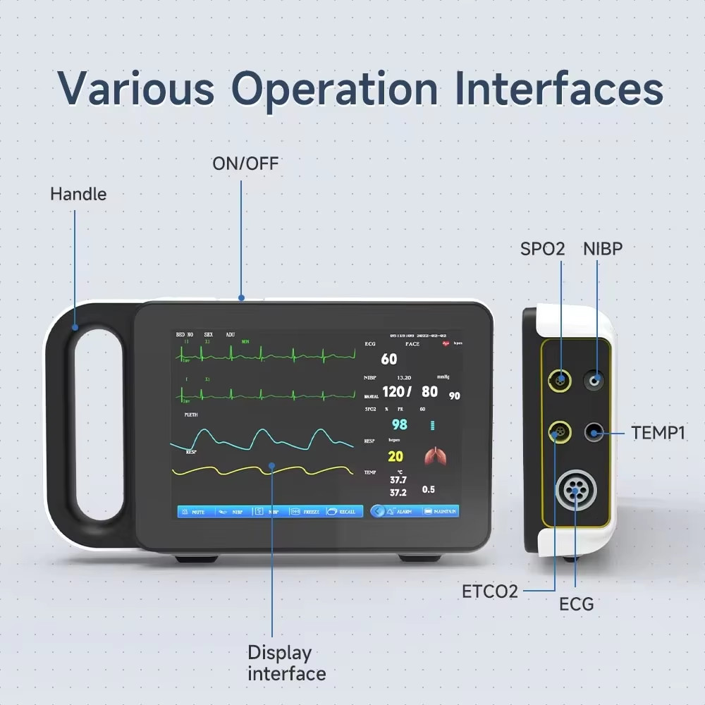 7 inch Touch Screen Portable 6 Parameter Human Use Patient vital signs Monitor