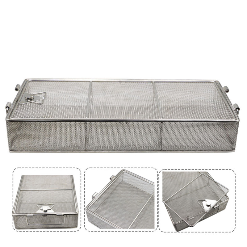Stainless Steel Sterilization Basket Tray case Box with lid 475*245*75 mm