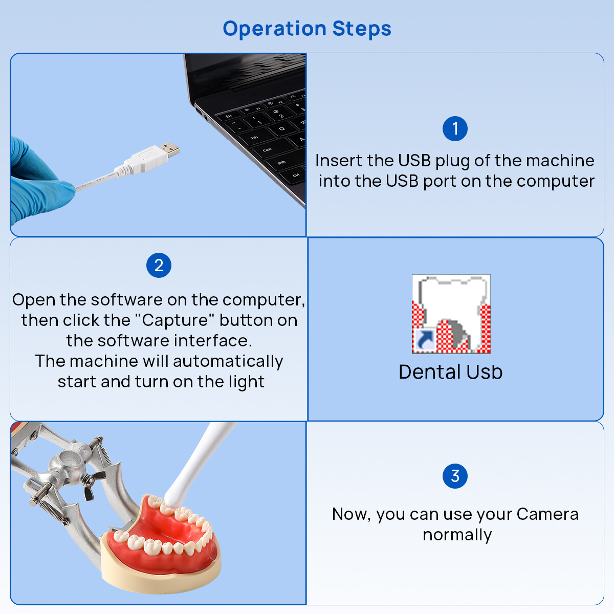 Dental Digital Intraoral Camera 6 LED lights Intra Oral Endoscope Auto-focus