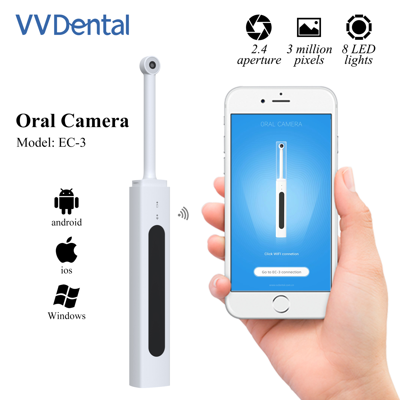 Intra Oral Camera Dental Endoscope HD 1080P Endoscopic Mini Wifi Dental Camera