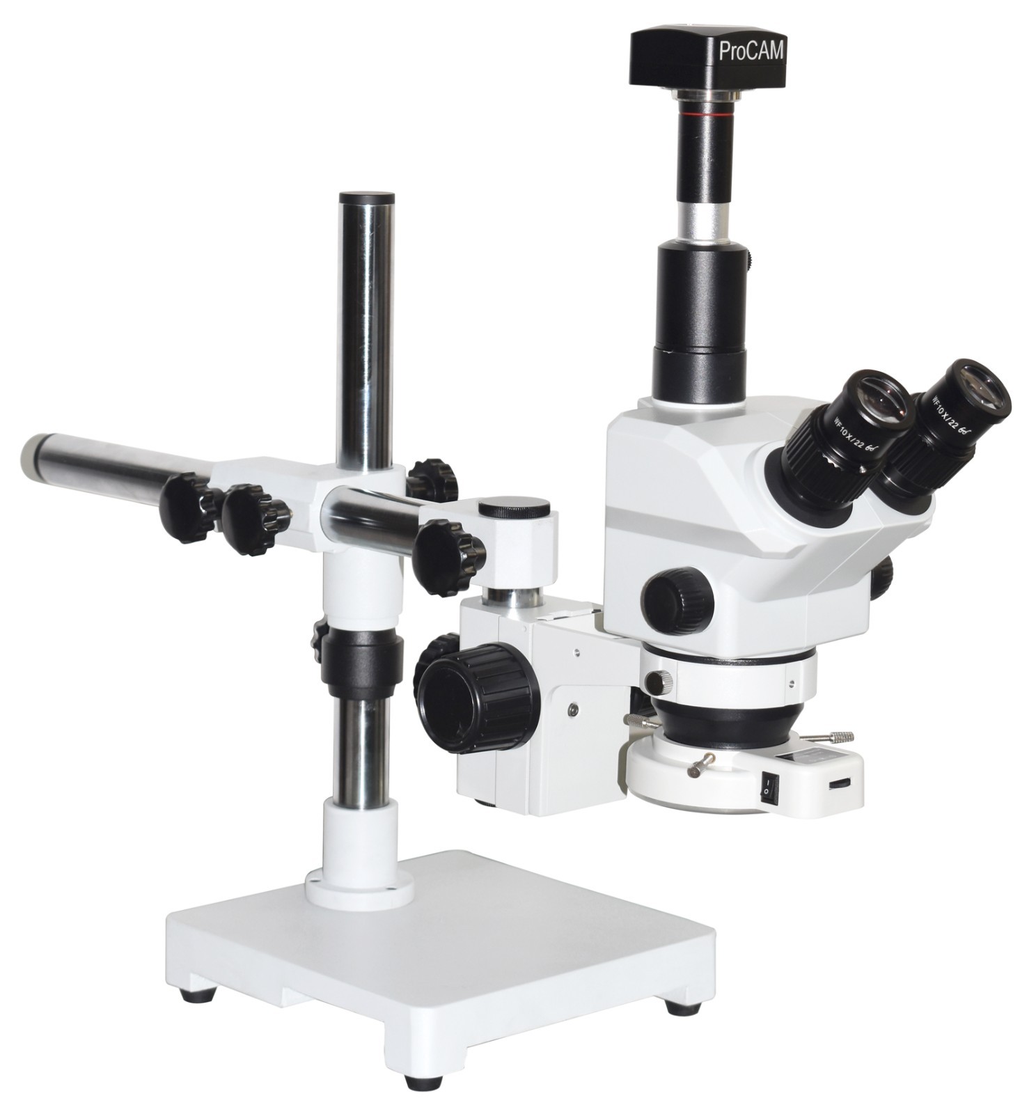 8″ Working Distance Stereo 1:9 Zoom Microscope 5-120x w Boom Stand 5MP Camera