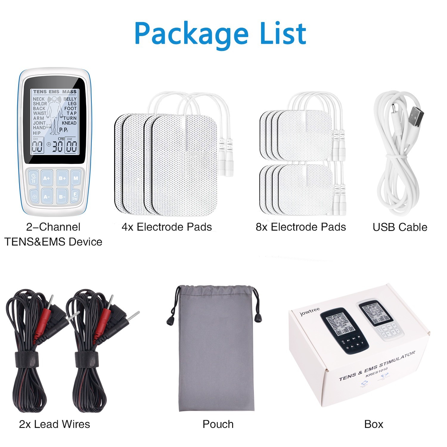 FDA Cleared Electronic TENS EMS Unit Muscle Stimulator for Pain Relief Therapy