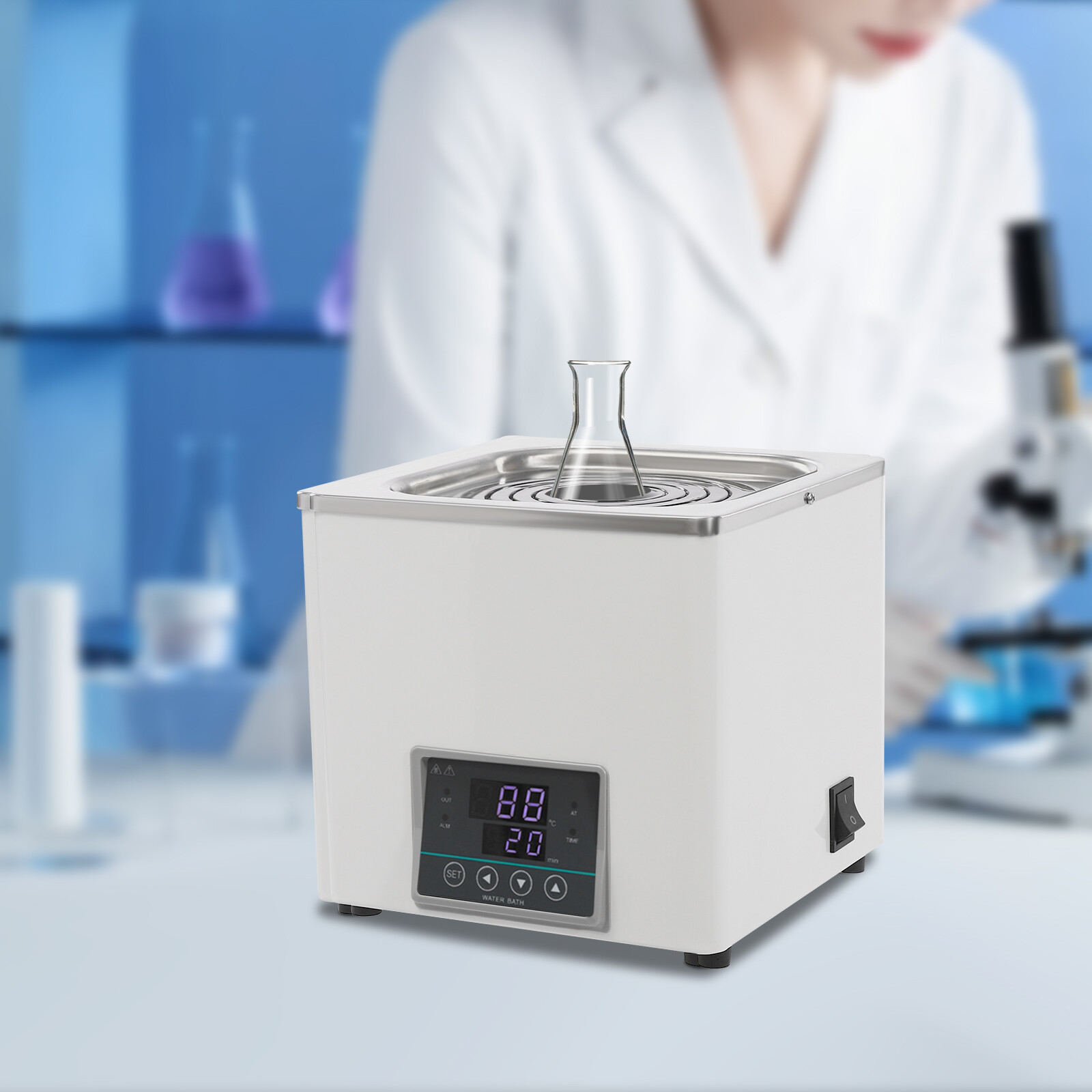 300W 3L Lab Water Bath Heater with Adjustable Lid and Safety Feature