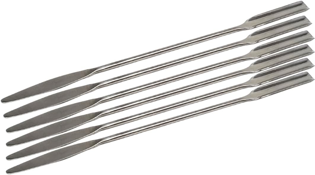 6Pcs Lab Spatula 2-in-1 Semi-Micro Shovel/Tapered Flat Arrow Stainless Steel 7″