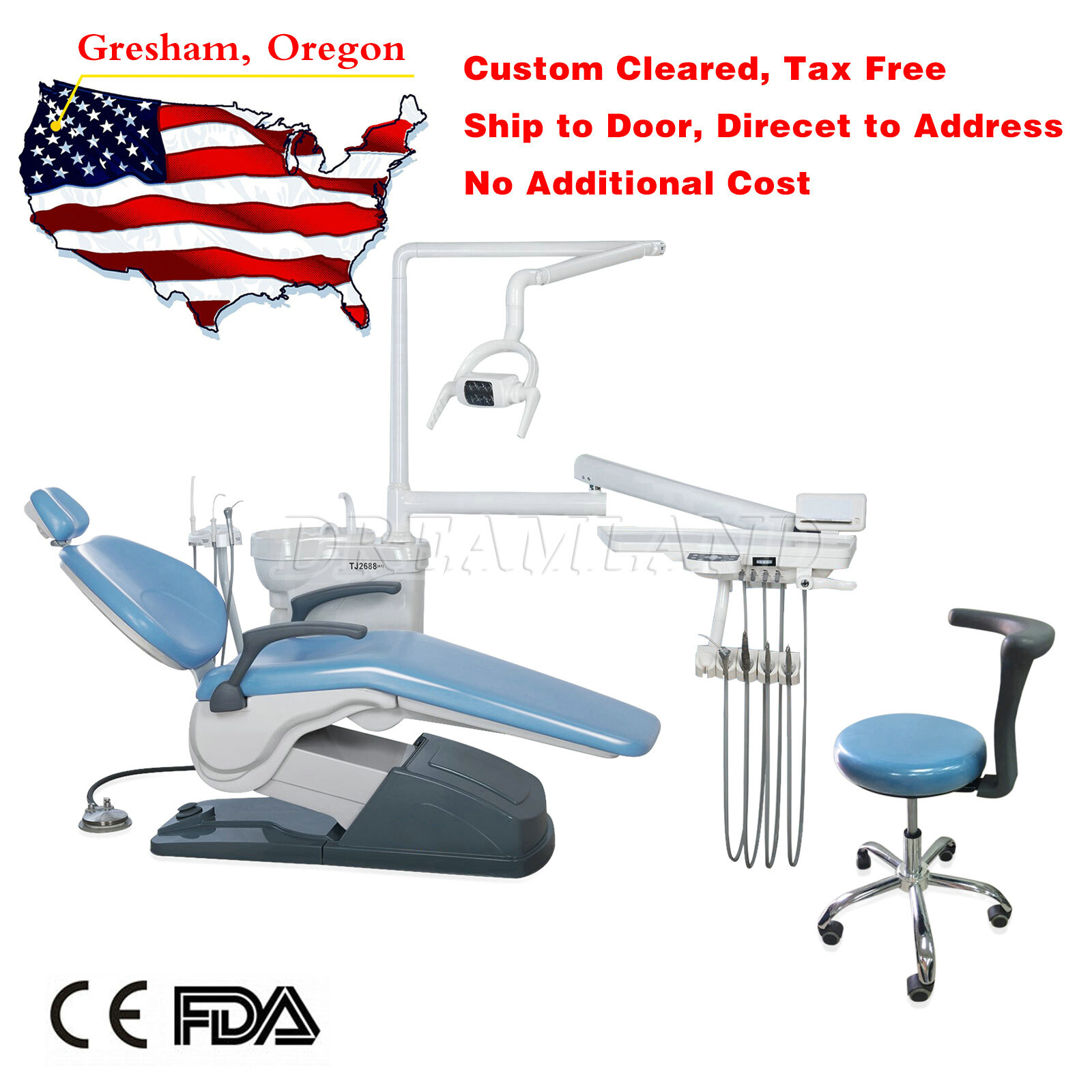 Dental Chair Unit Computer Control Hard Leather Chair & Stool TJ2688-A1 FDA