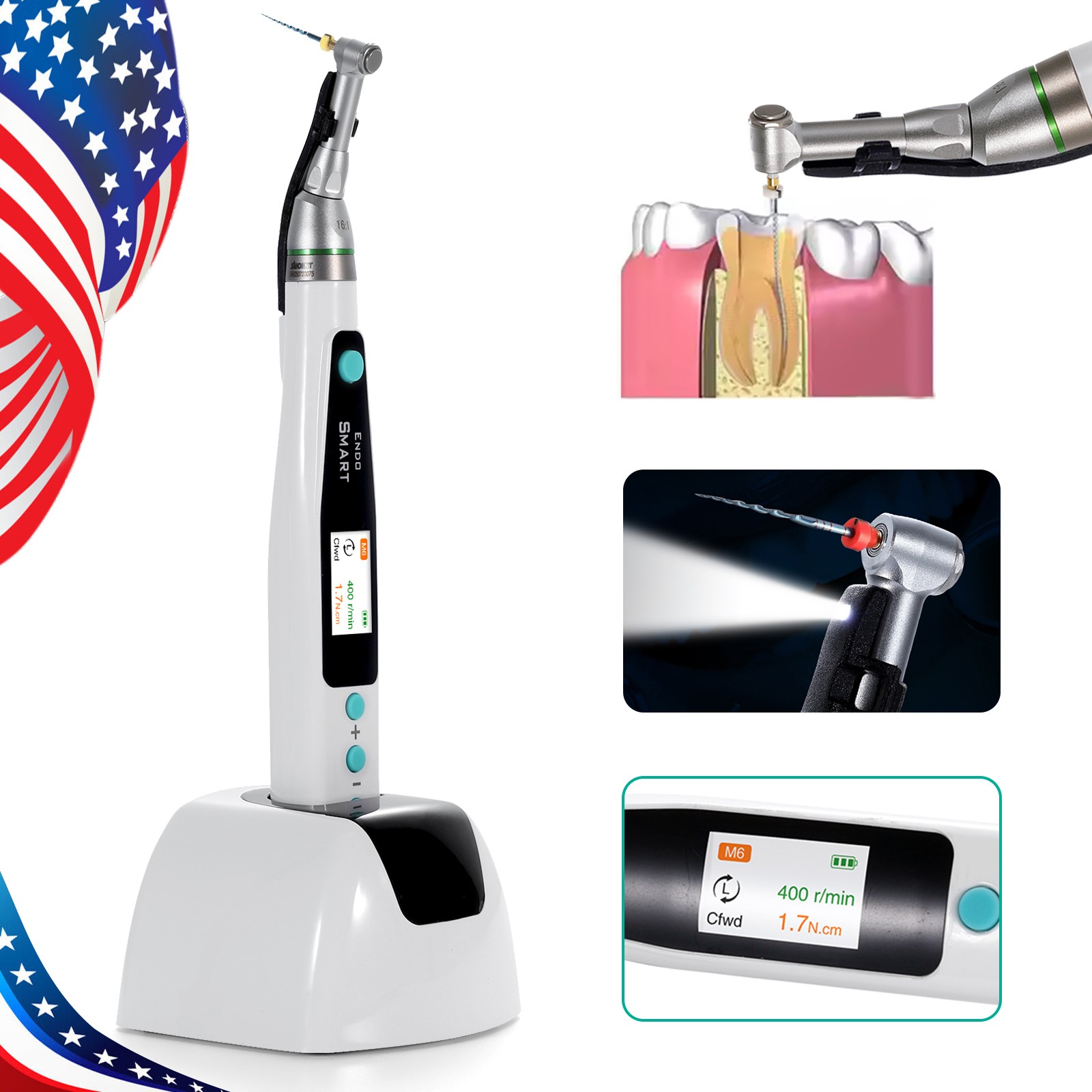 Dental Wireless LED Endo Motor with 16:1 Reduction Contra Angle、Endodontic Files