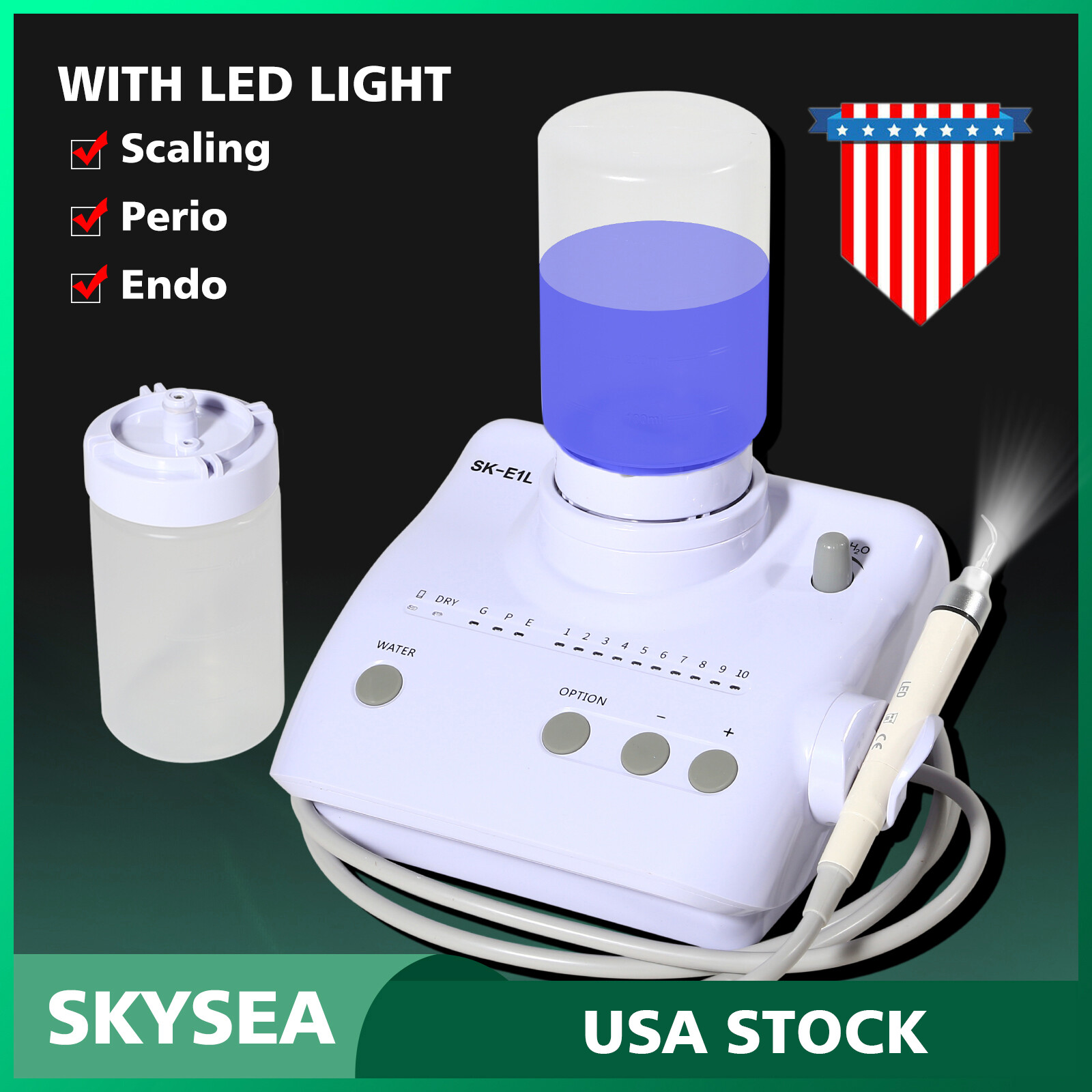 Fit EMS Cavitron Dental Ultrasonic Piezo Scaler LED Handpiece 2*Bottles Tips USA