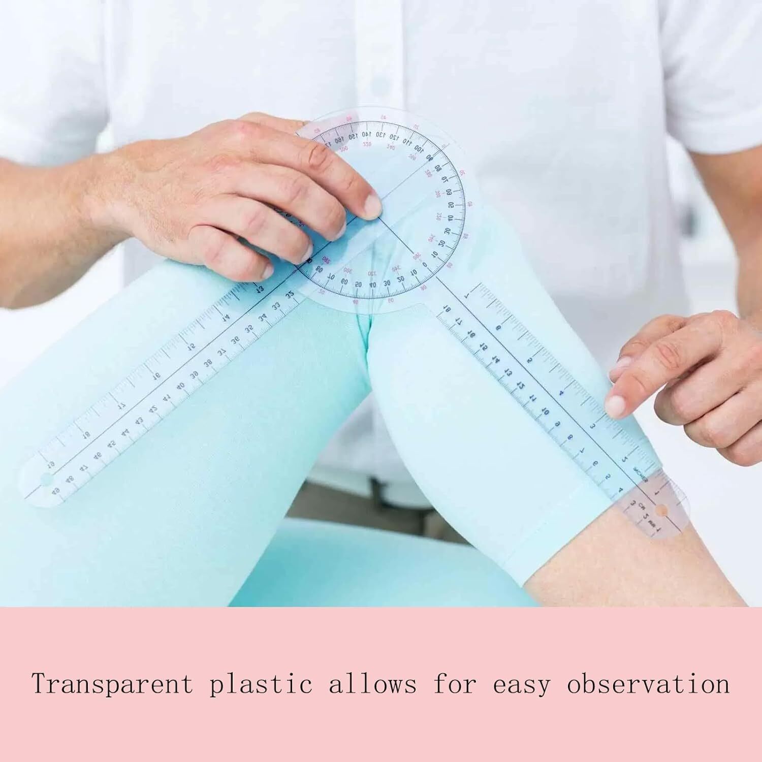 12 in Goniometer 360° Transparent Protractor Physical Therapy Measurement Ruler