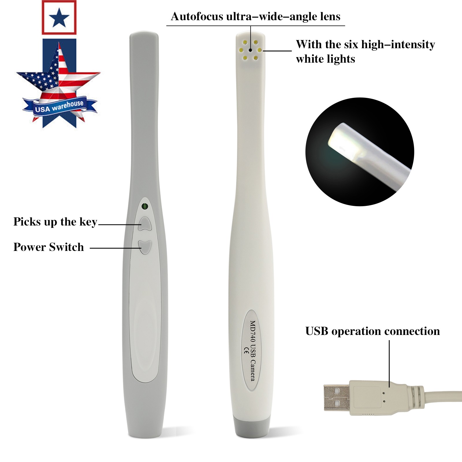 2 sets Dental USB Intraoral Camera Imaging Intra Oral Endoscope 6 LED Light