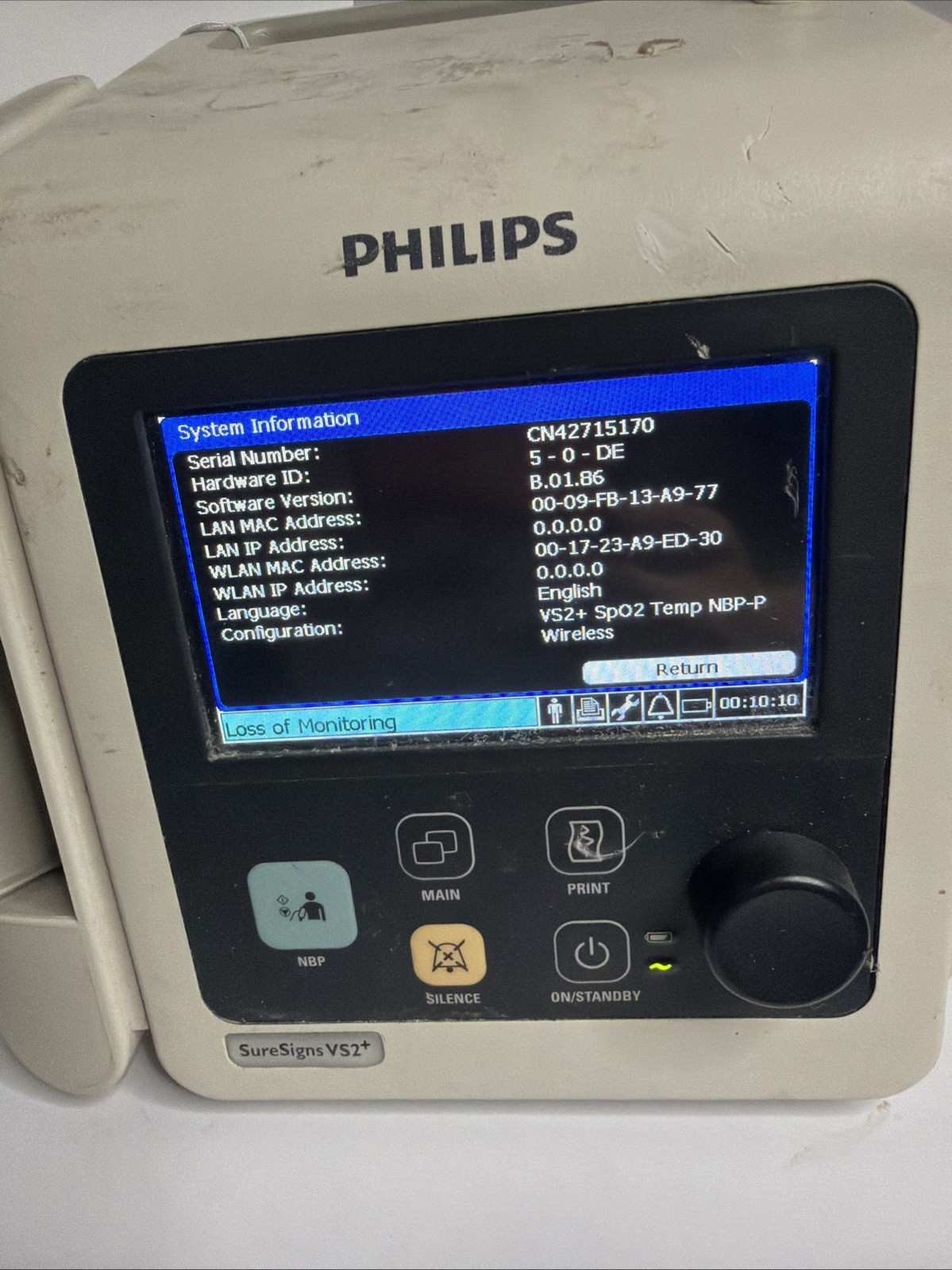 lot x 2 Philips SureSigns VS2+ Patient Vital Signs Monitors – with power cables