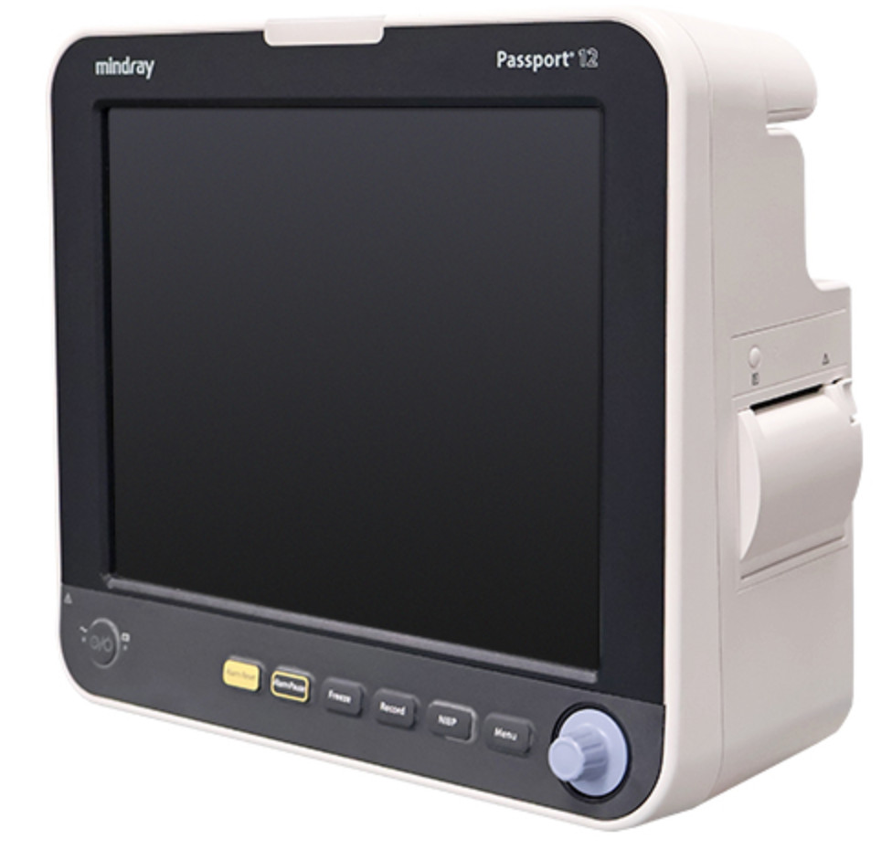 Mindray Passport 12 w/ AG Anesthesia Module – Masimo Spo2 ,NIBP, TEMP, ECG,Gases
