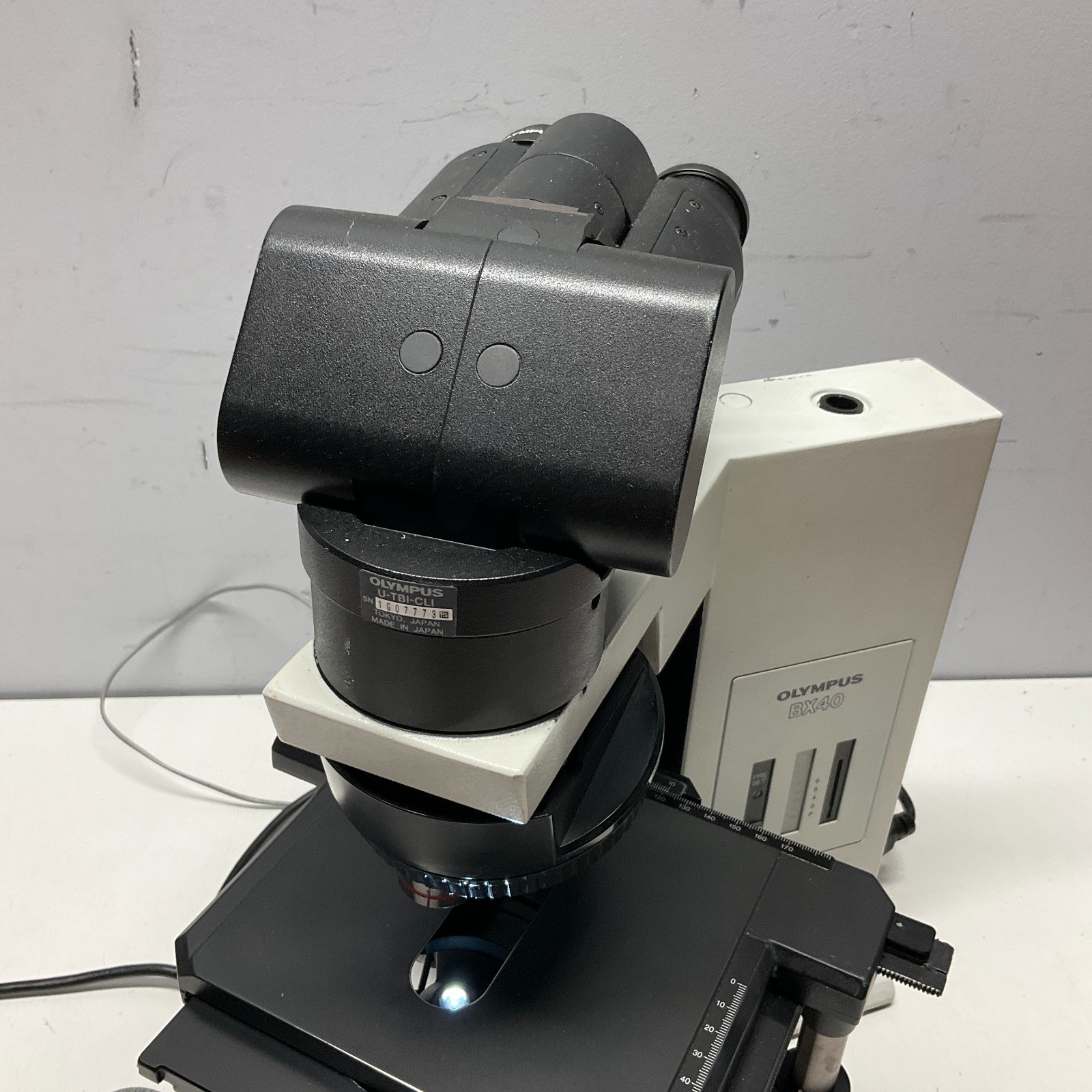 Olympus BX40 BX40F4 Trinocular Phase Contrast Microscope w/ 1 Objective Tested