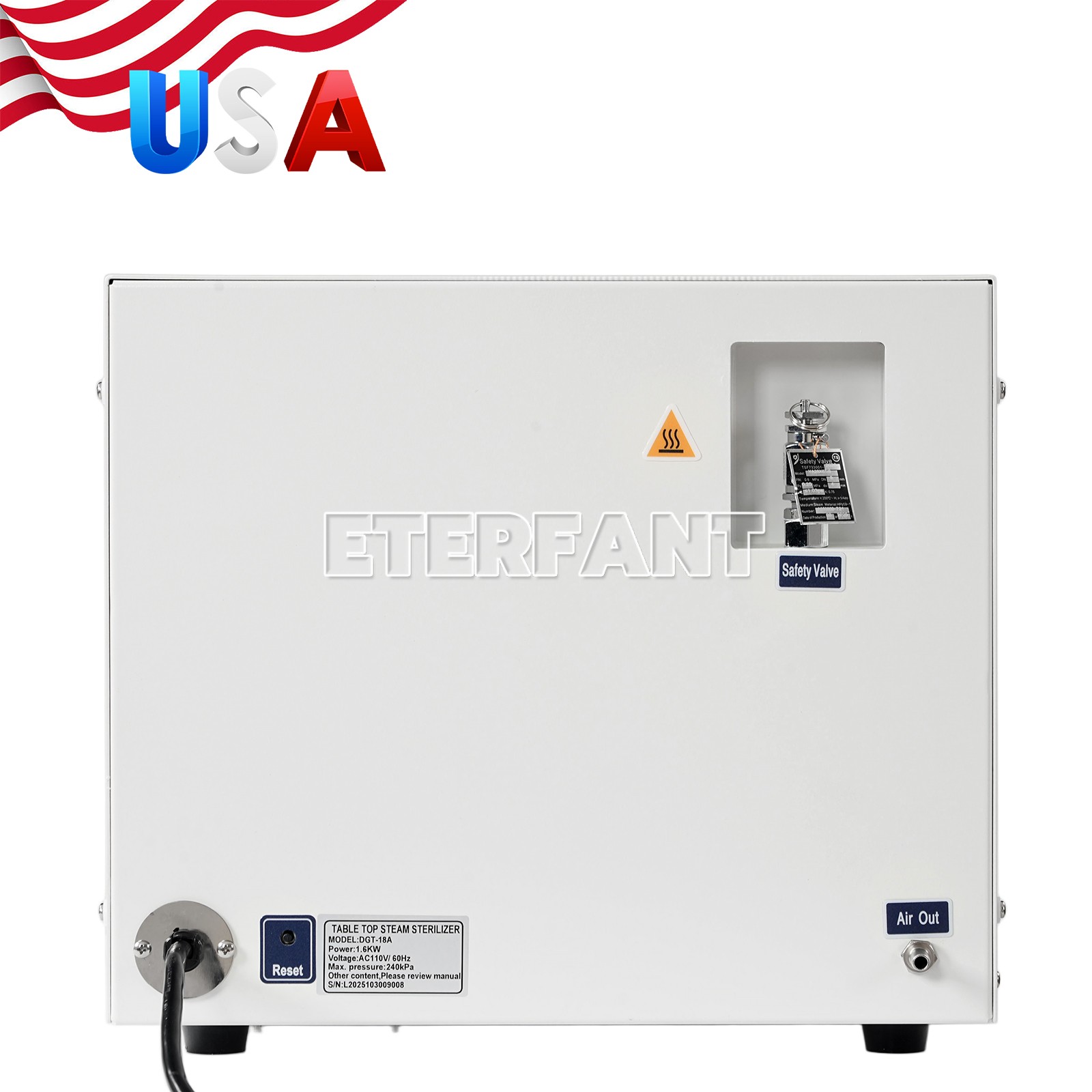 ETERFANT 18L ClassN Dental Medical Autoclave High Temperature Steam Sterilizer
