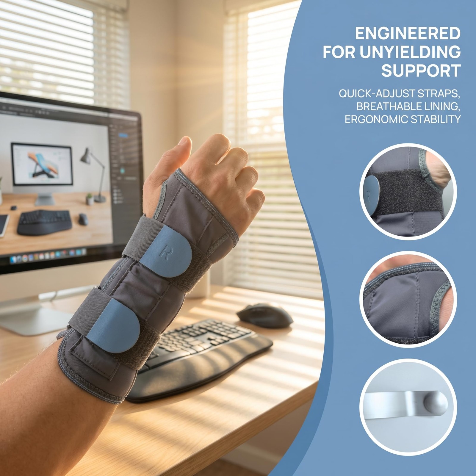 Infrared Red Light Therapy Wrist Brace, Right Left Hand Hand, Silver