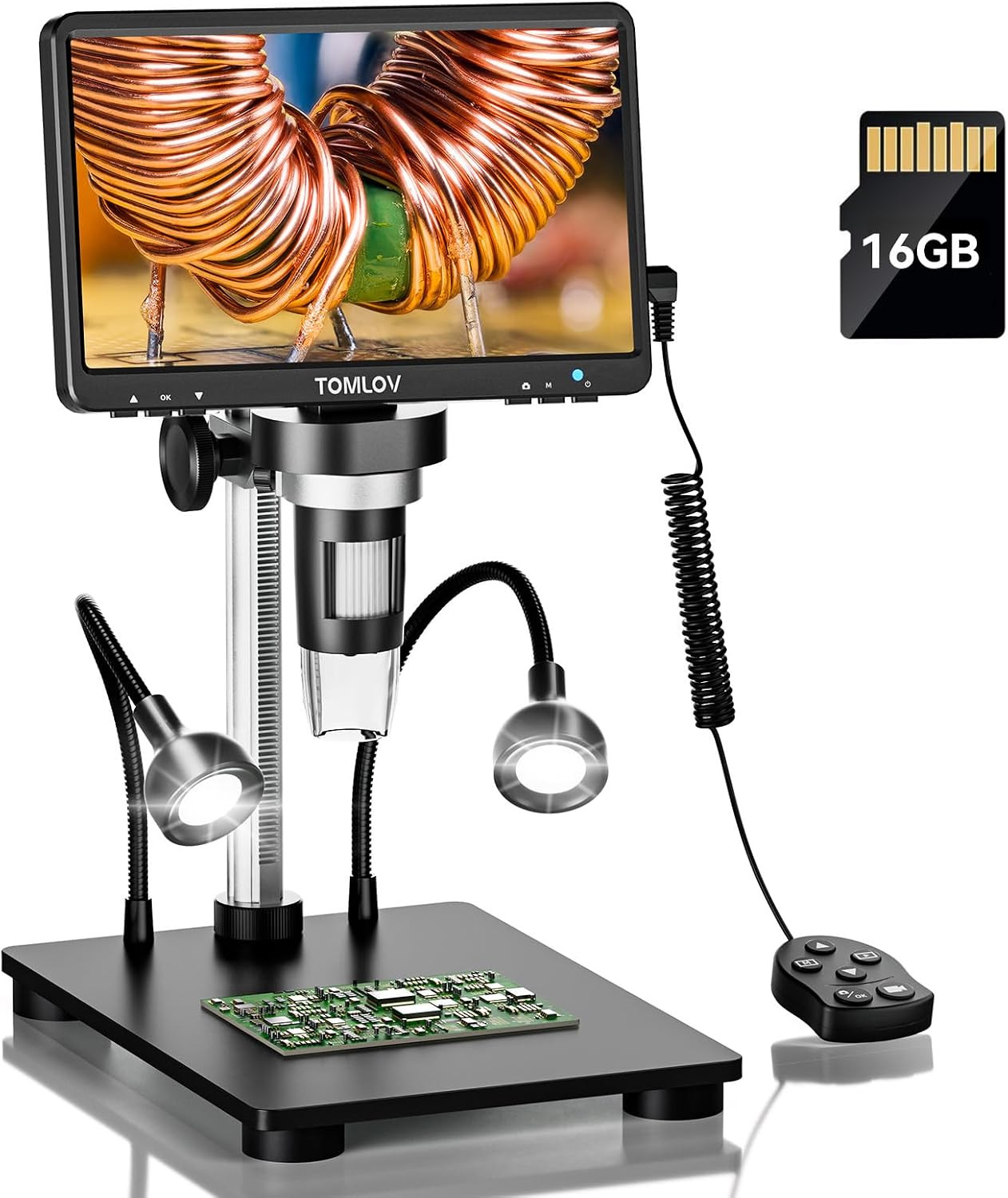 DM9B 7″ Digital Microscope: 1080P 1200X Coin Microscope Magnifier, 12MP