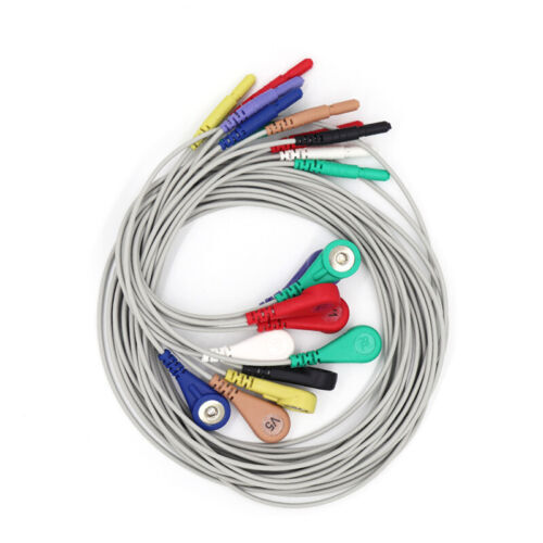 10Pcs 10 Leads ECG Leadwire Snap Holter Recorder ECG Patient Cable TPU DIN 1.5mm