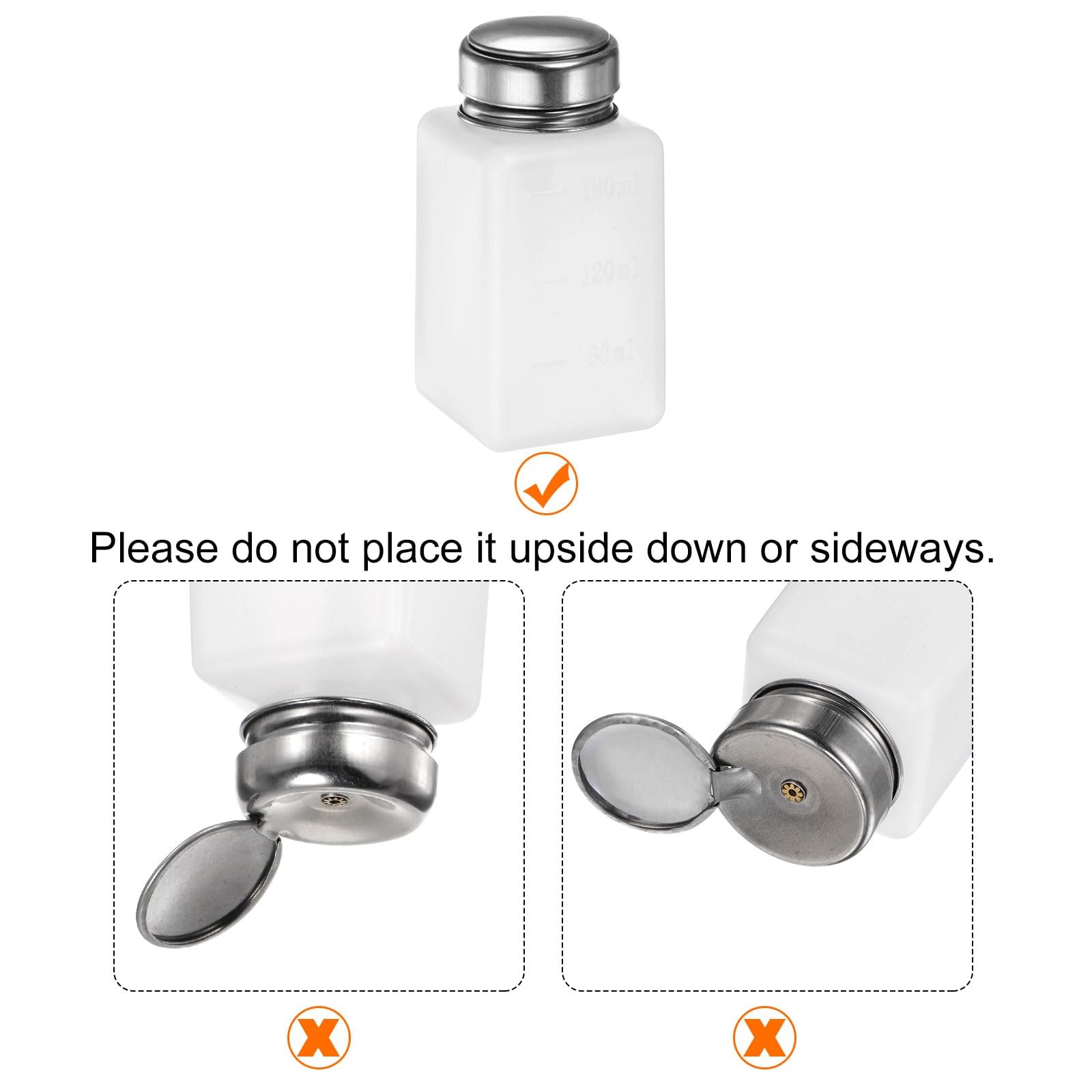 HARFINGTON 3pcs Solvent Alcohol Dispensers 180ml(6oz) Push Down 180ml, White