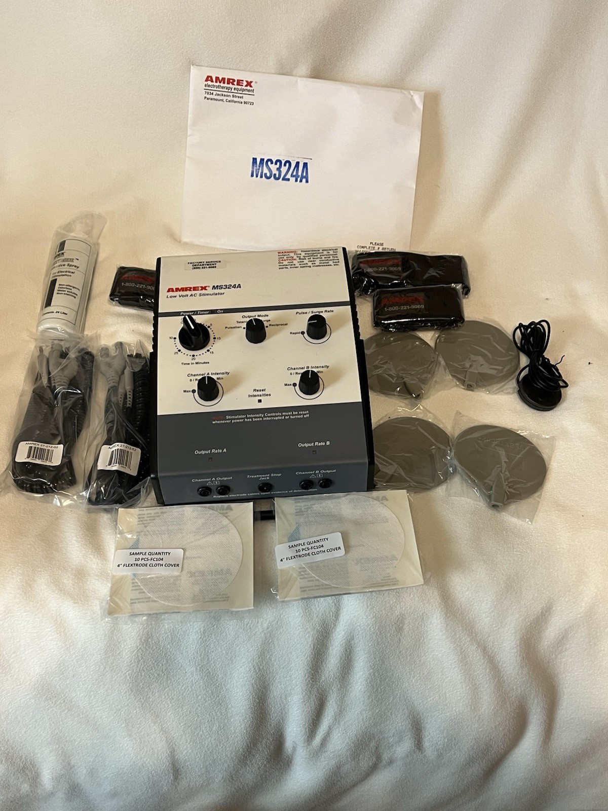 AMREX MS324A 2-Channel EMS Stimulator Unit for Physical Therapy, Bench Top