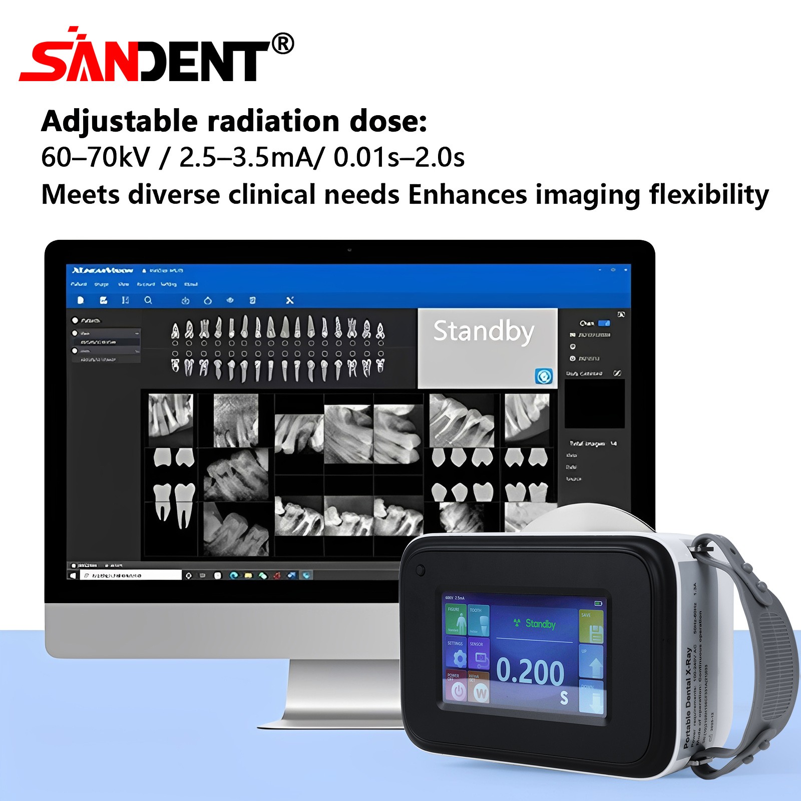 Portable Dental X Mobile Ray Machine Digital Unit High Frequency with Shield