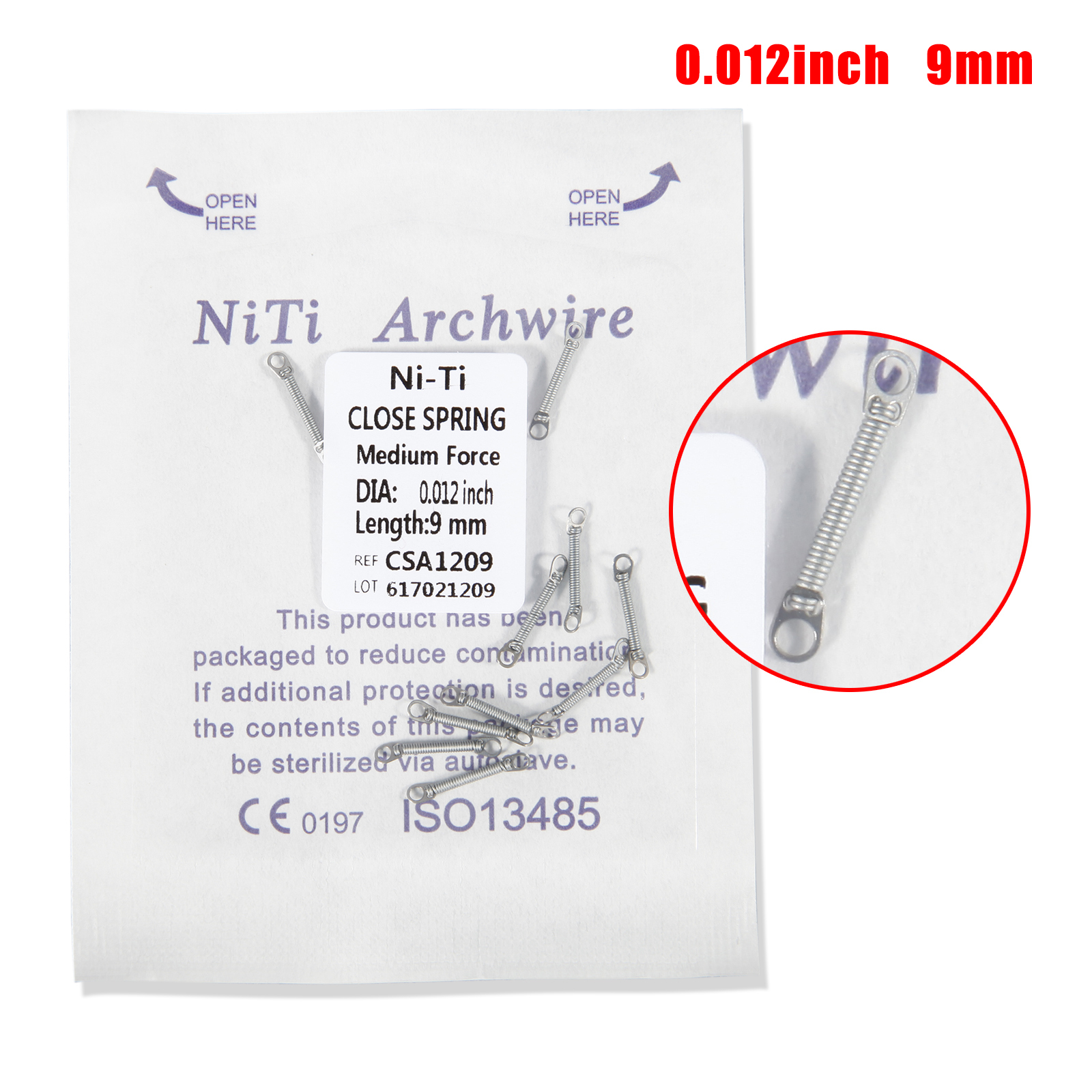10PCS Dental Orthodontic NITI Closed Coil Springs Constant Light Medium Force