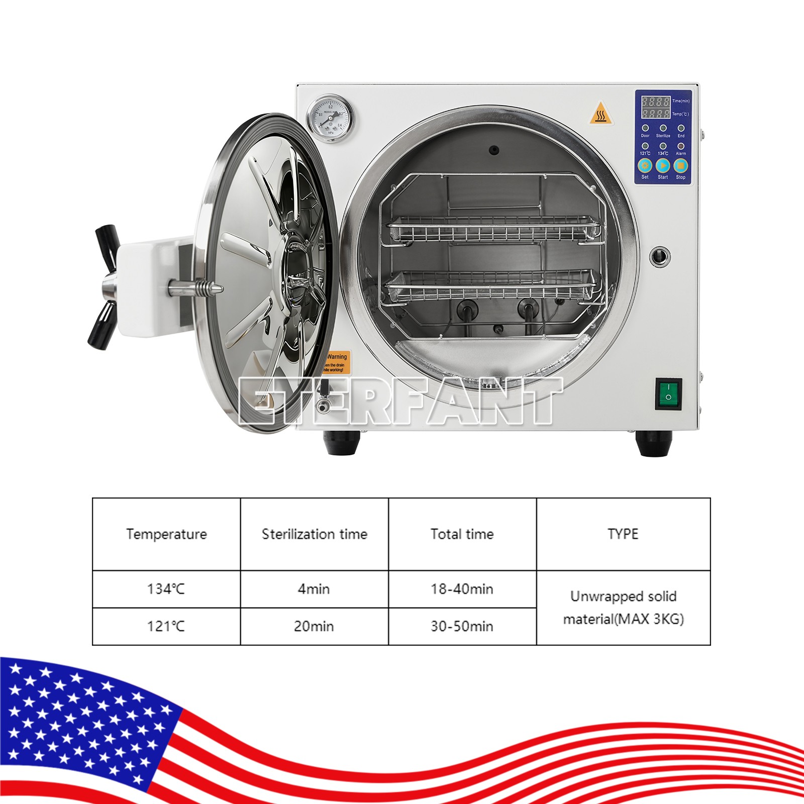 ETERFANT 18L ClassN Dental Medical Autoclave High Temperature Steam Sterilizer
