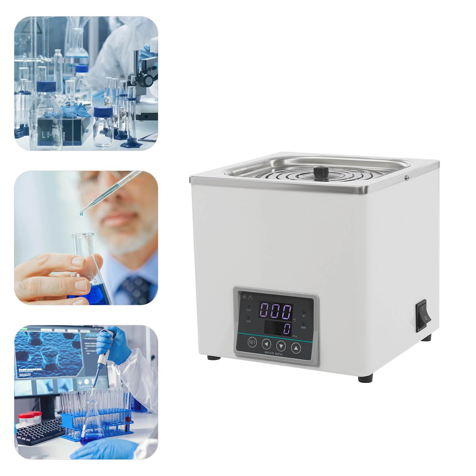 300W 3L Lab Water Bath Heater with Adjustable Lid and Safety Feature