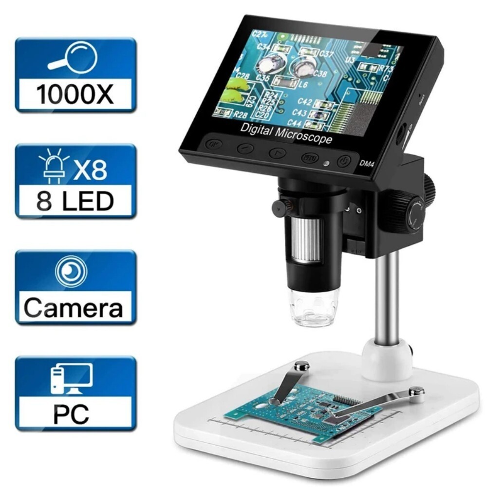 Elikliv 1000X Digital Microscope 4.3” LCD Screen PCB Repair Coin Magnifier LED