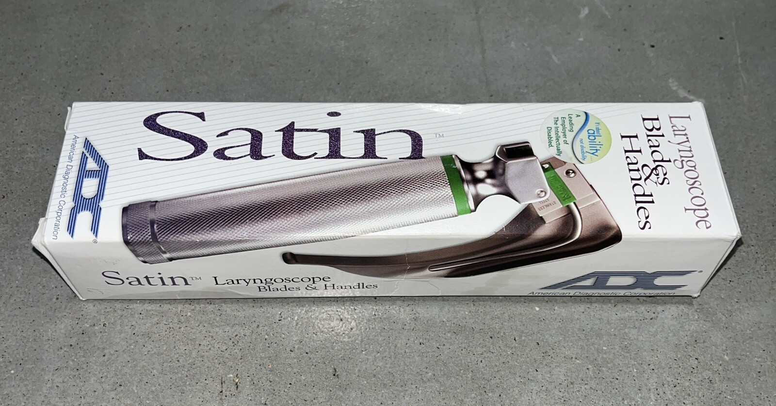 ADC 4066F Small Silver Satin Fiber Optic Laryngoscope Handle *BRAND NEW*