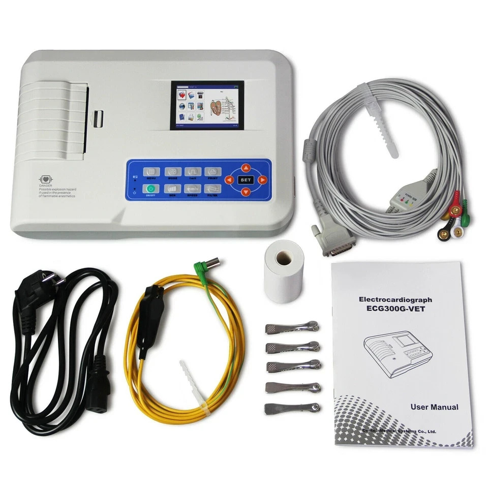 Vet Veterinary Digital 3 Channel 12 lead Electrocardiograph EKG Machine New