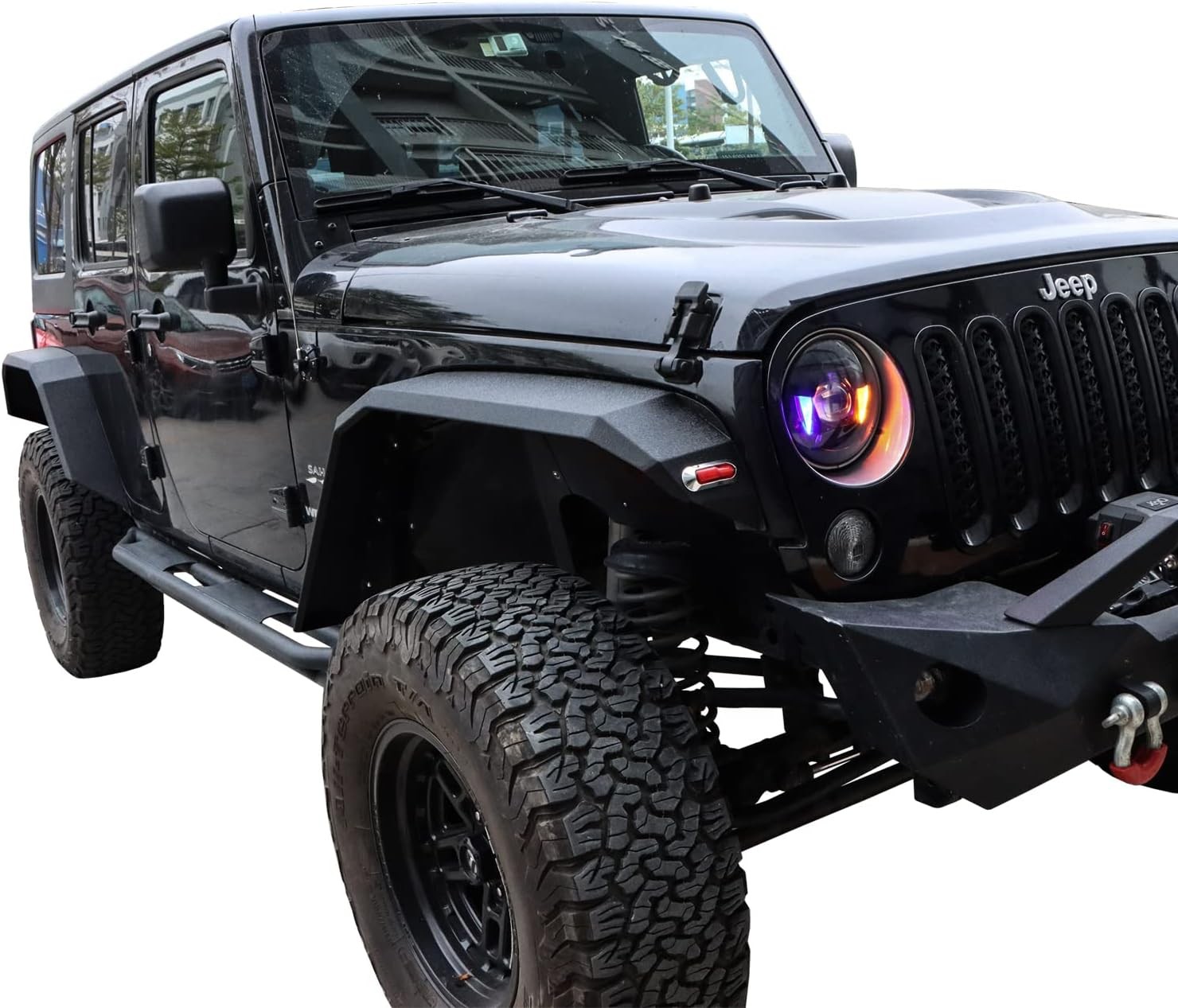 Fender Flares Mud Guard Kit 4PCS 2 Turn Signals 2007-2017 Jeep Wrangler JK JKU