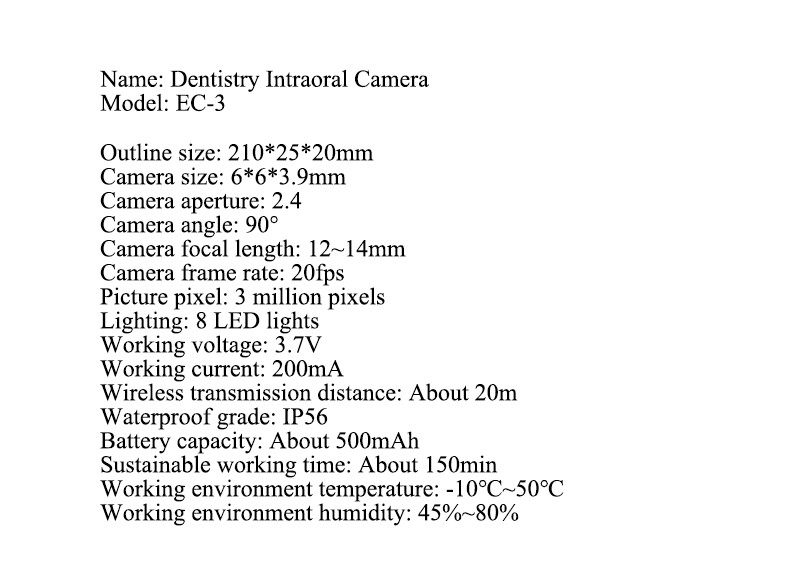 Dental Intraoral Camera USB HD Camera 3MP 8 LED Lights Intraoral Endoscope