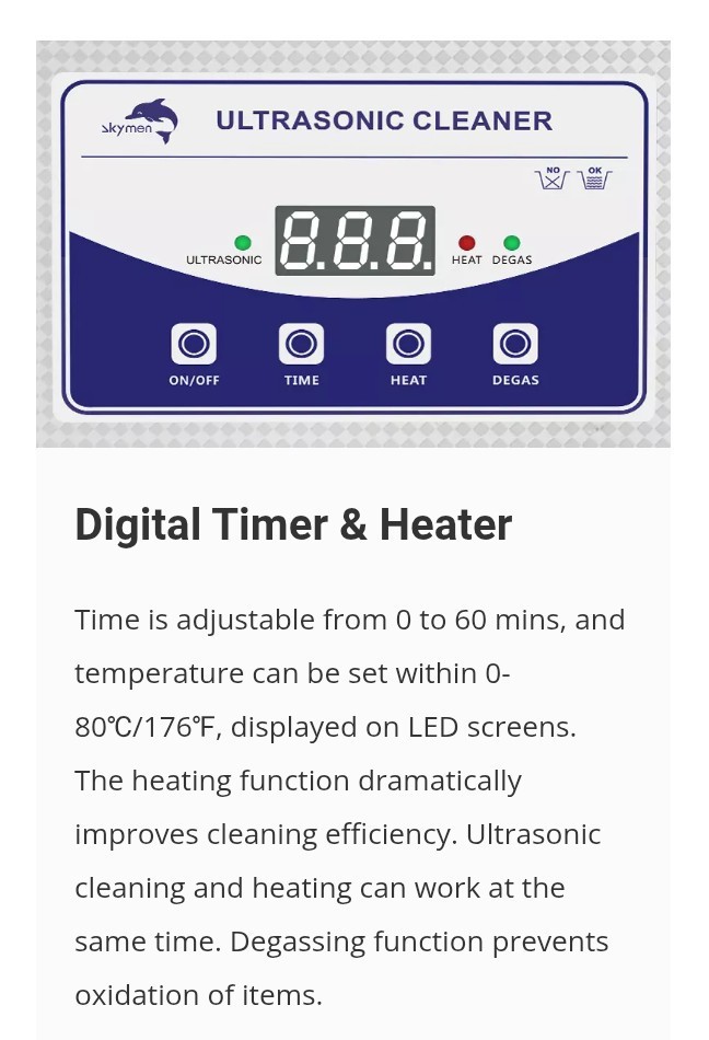 Multifunctional 2L Benchtop Ultrasonic Cleaner w/ Digital Timer, Heater & Degas