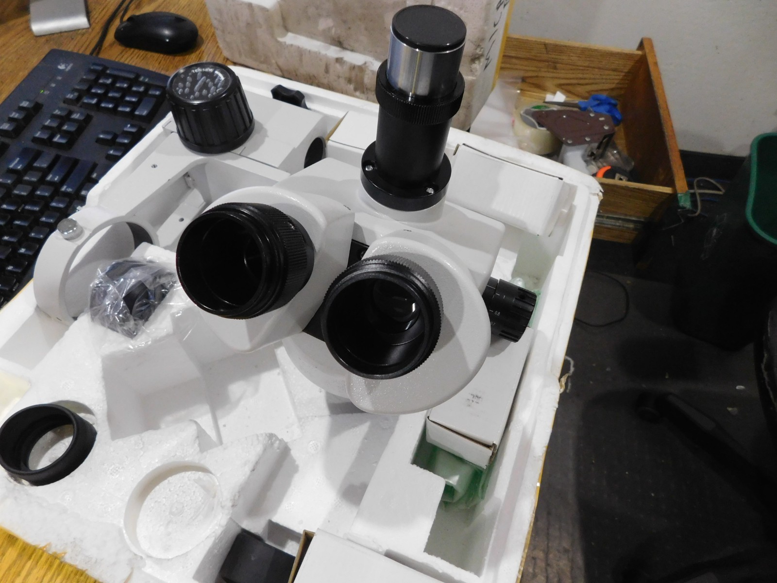 Unbranded Microscope Kit with Eyepieces, Mount, Head & other Accessoreies. NOS