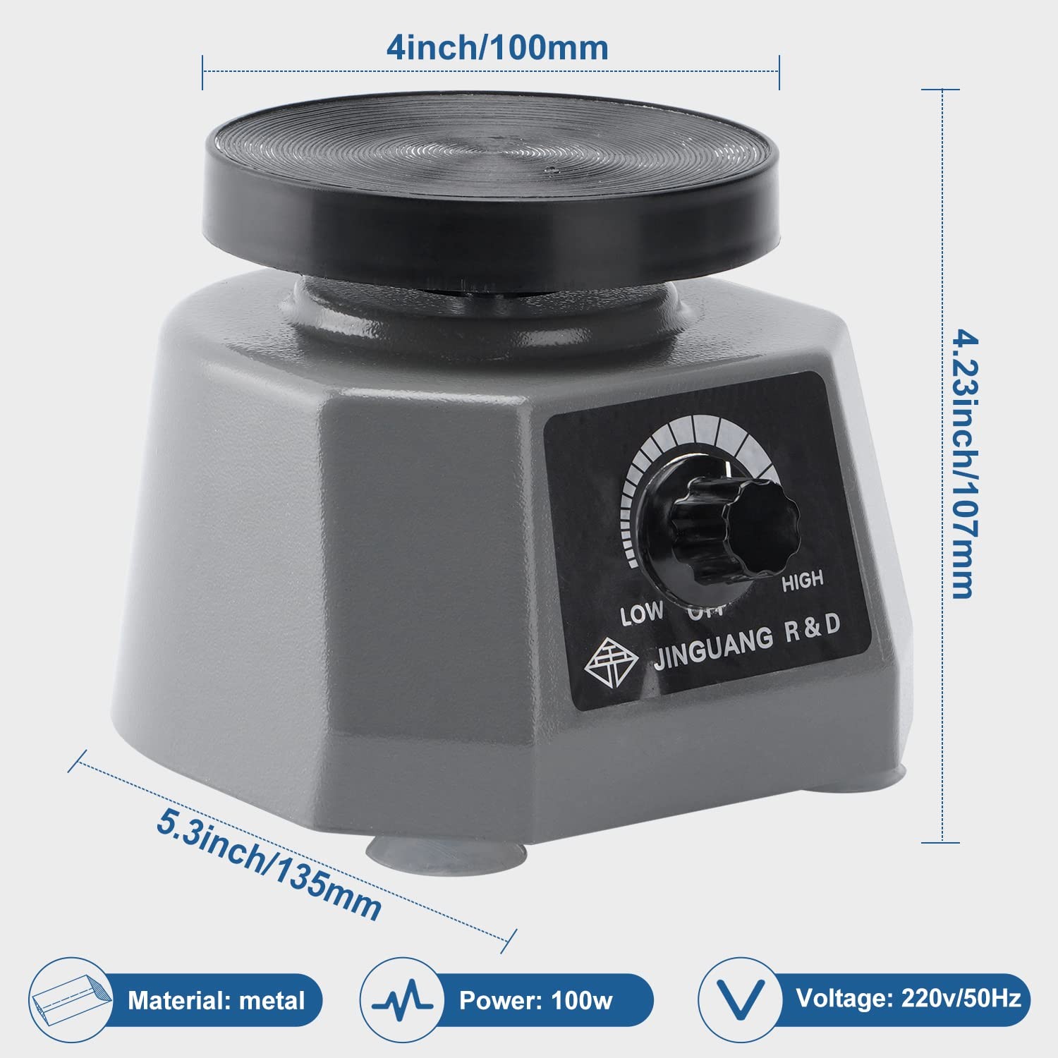 Lab Vibrator Shaker 4″ Round Vibrating Table Dental Vibrator Machine Oscillator