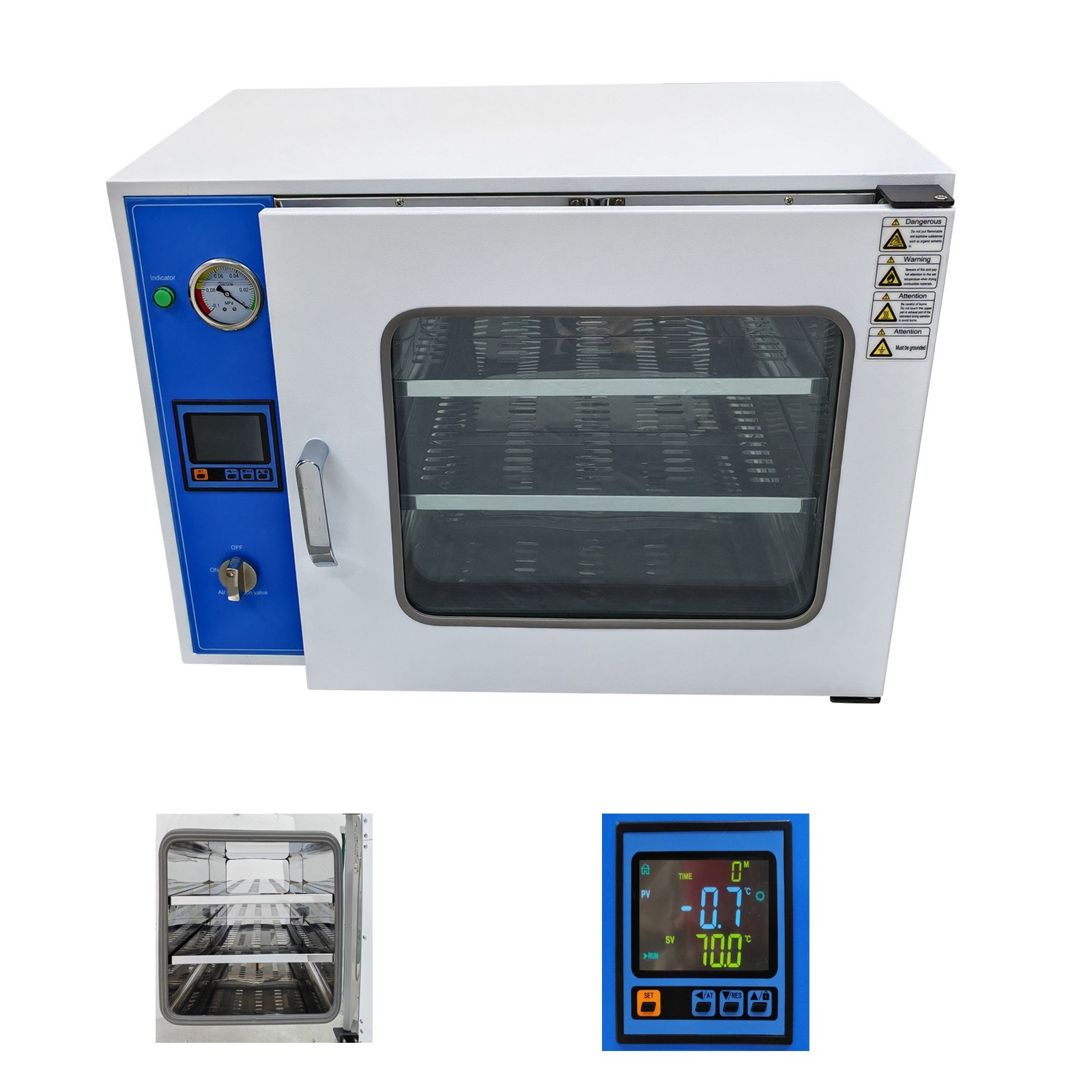 110V 1400W Digital Vacuum Drying Oven Vacuum Heating Drying Cabinet 2 Layers