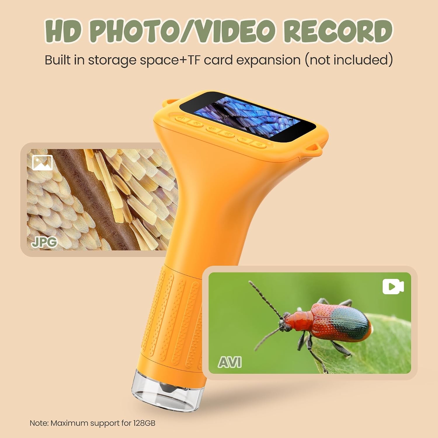 1000X Portable Digital Handheld Microscope for Kids with HD IPS Screen 50X