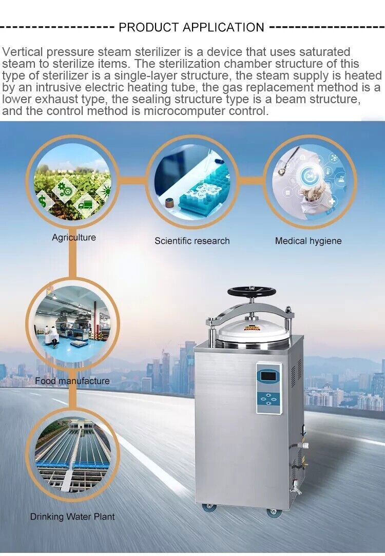 100L Pressure Sterilizer Automation Dental Autoclave Lab Steam Sterilizer 220V